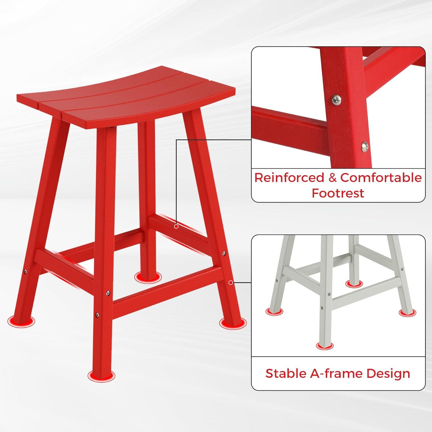 Florence Outdoor 29" HDPE Plastic Saddle Seat Barstool in Red