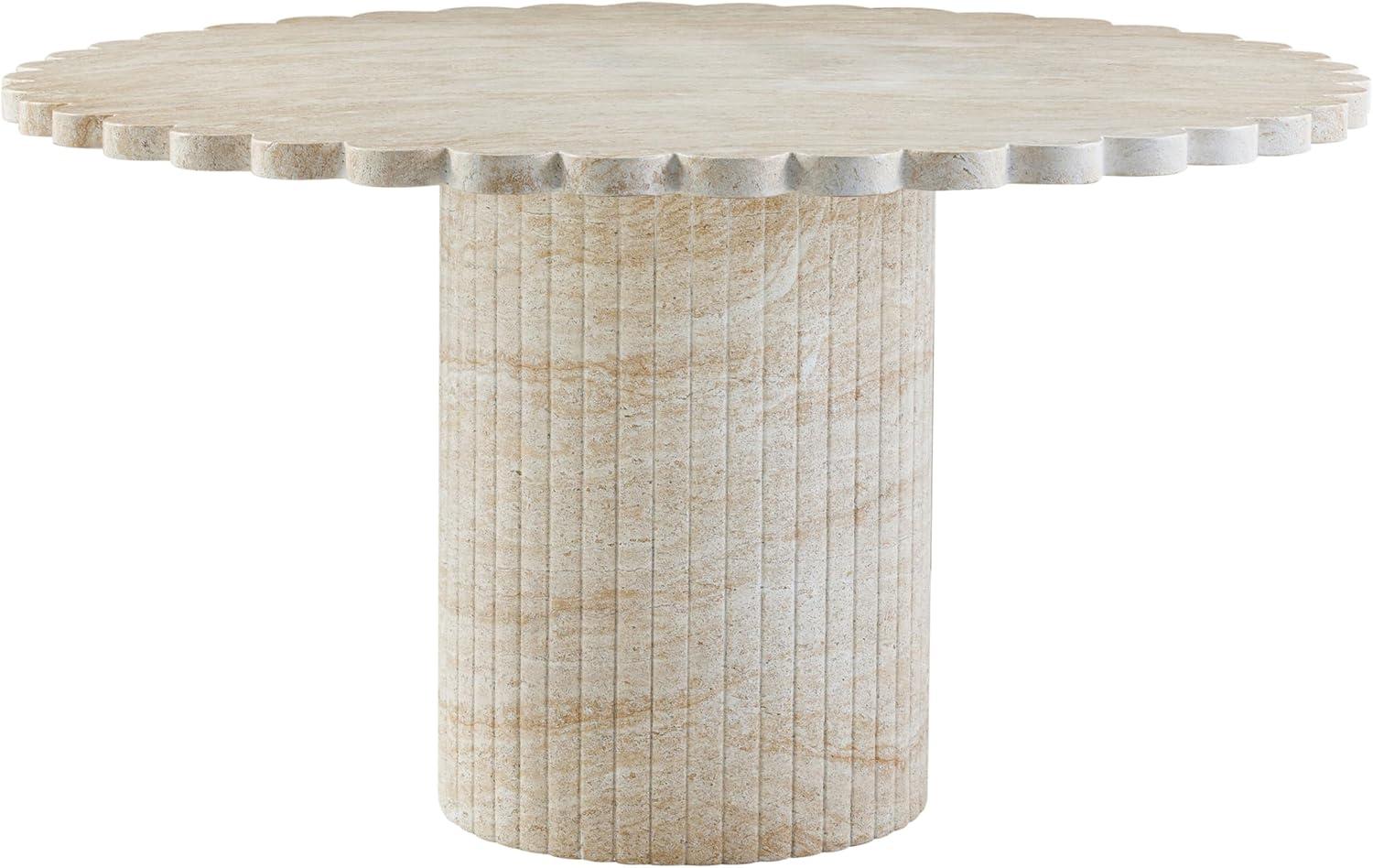 Blossom Beige Travertine Round Dining Table, 54 Inch