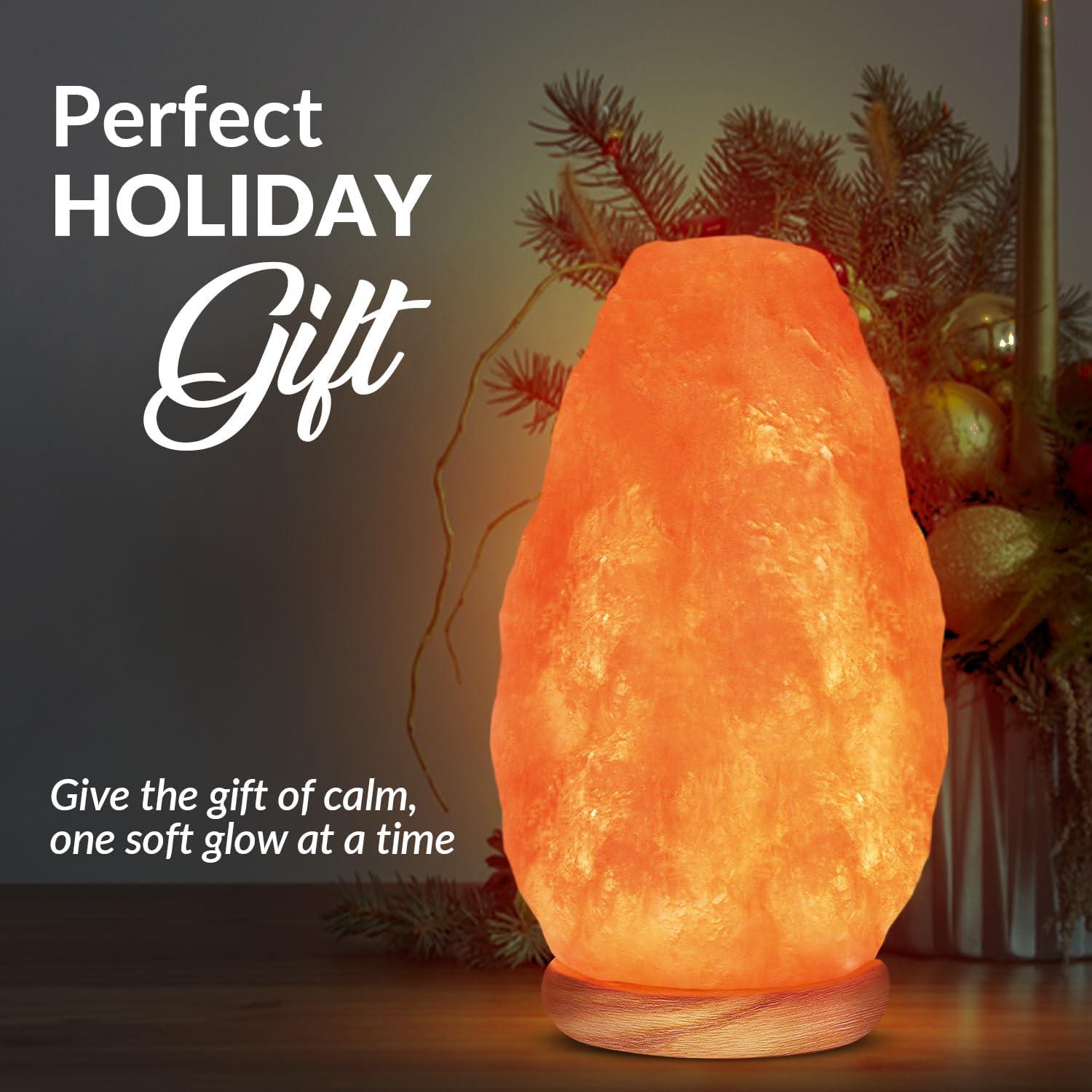 WBM Salt Lamp – USB Himalayan Salt Lamp with Touch Dimmer Control | Wooden Base | LED Bulb | 5-7lbs