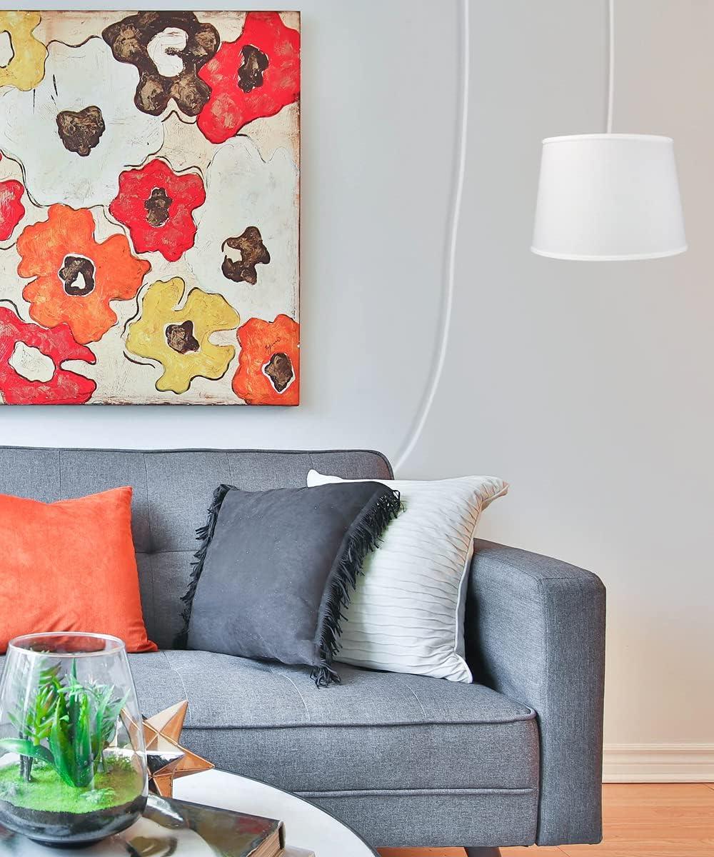 1-Light Plug In Swag Pendant Ceiling Light White Shade 16"w