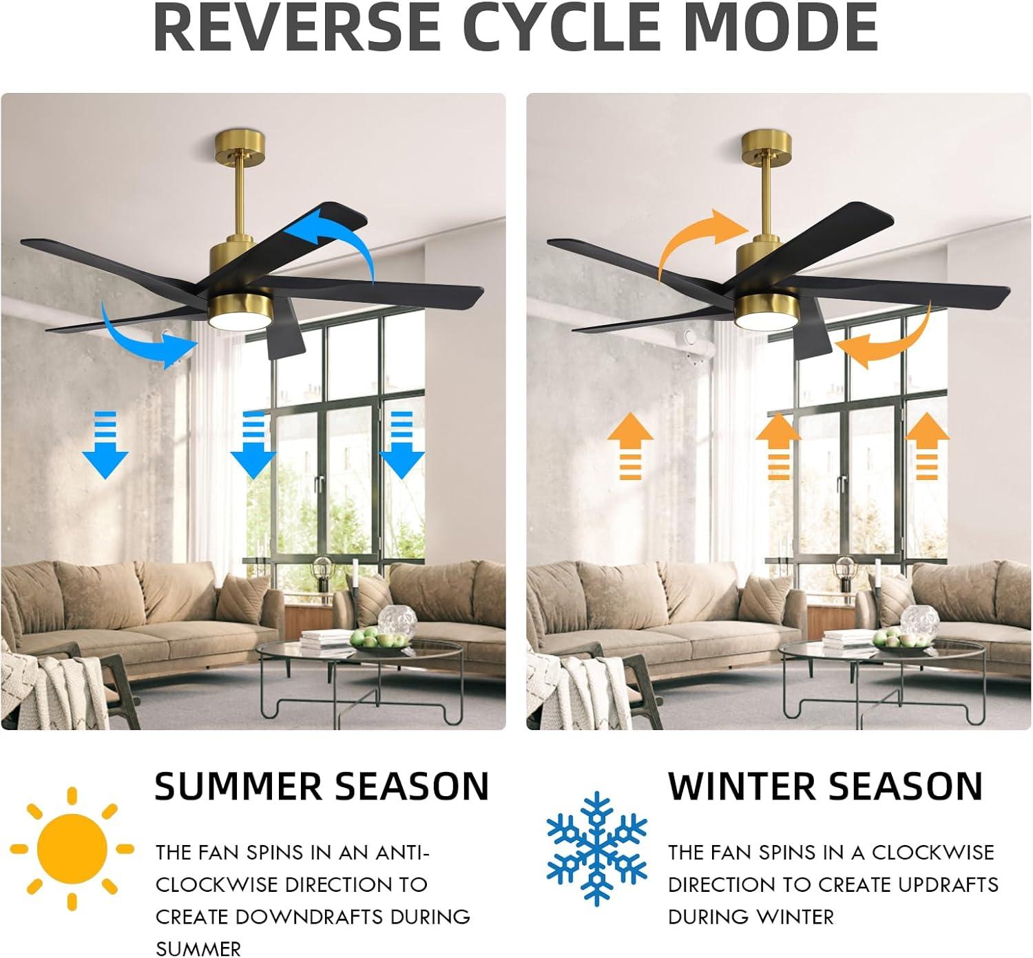 5 - ABS Blades Indoor Ceiling Fan with Light and Remote