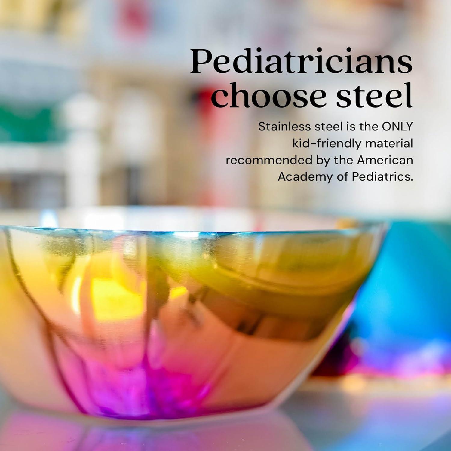 Rainbow Stainless Steel Snack Bowls for Kids, Pack of 4