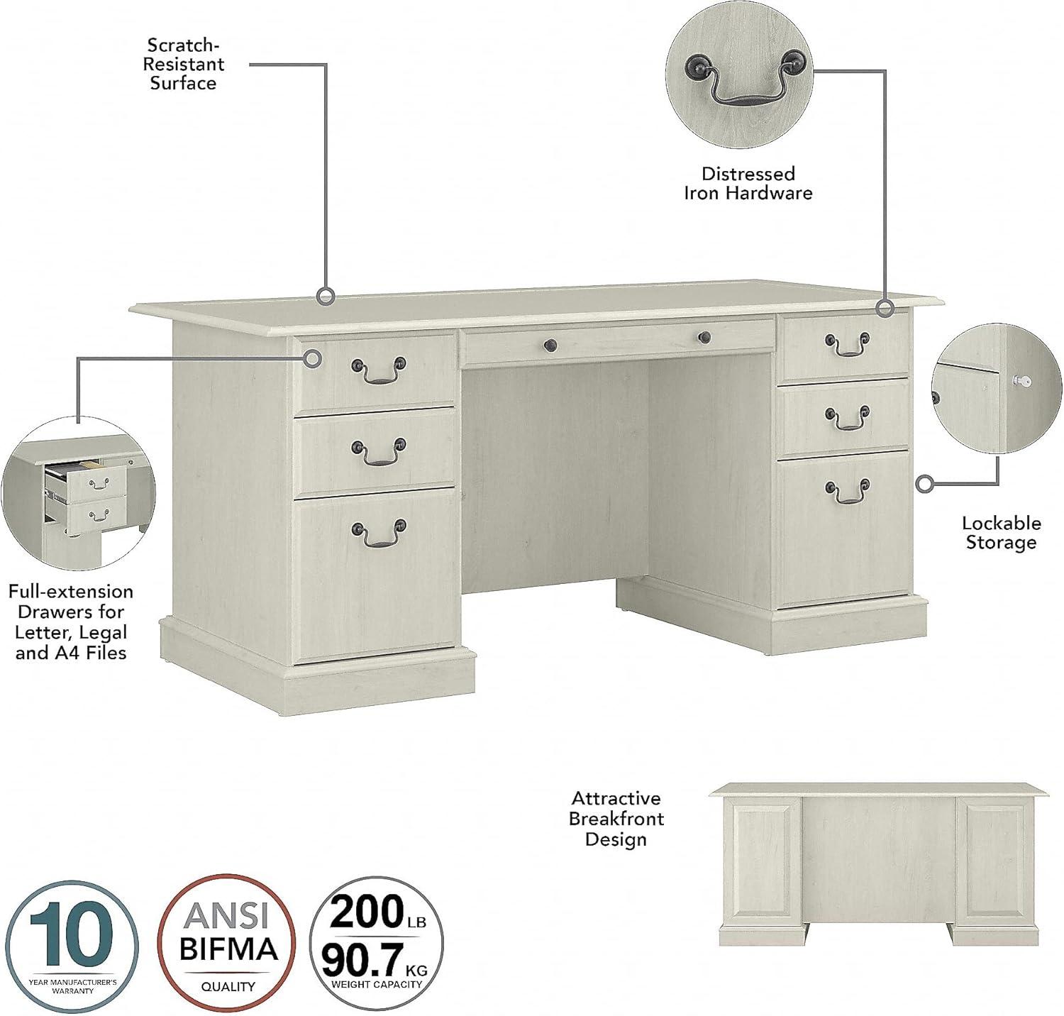Bush Furniture Saratoga Executive Desk and Two 5 Shelf Bookcases in Cherry