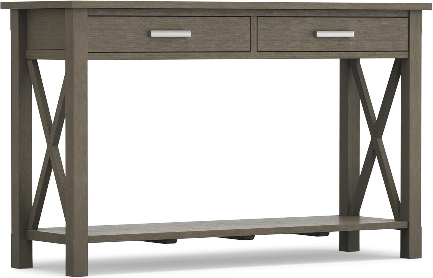 Contemporary Farmhouse Gray Wood Console Table with Storage