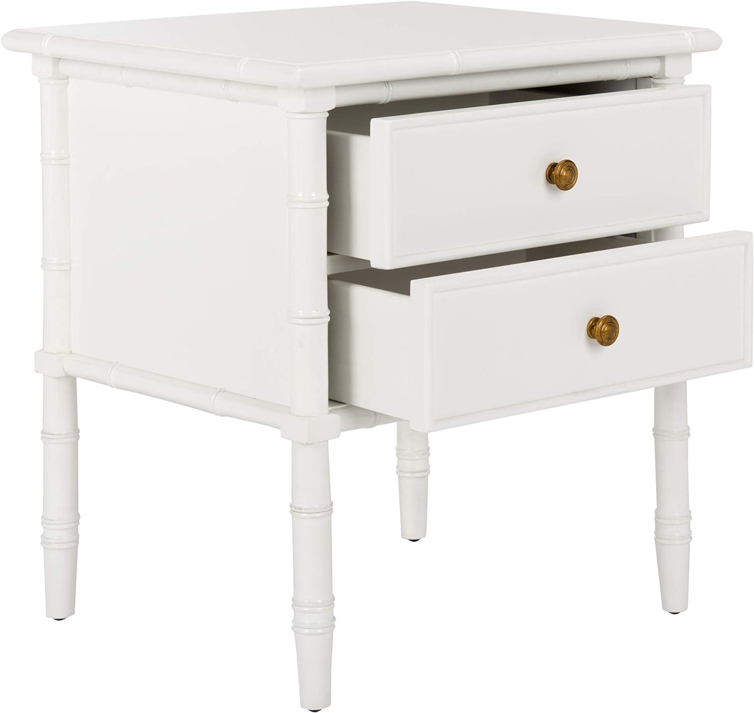 White Bamboo 2-Drawer 25" Transitional Nightstand