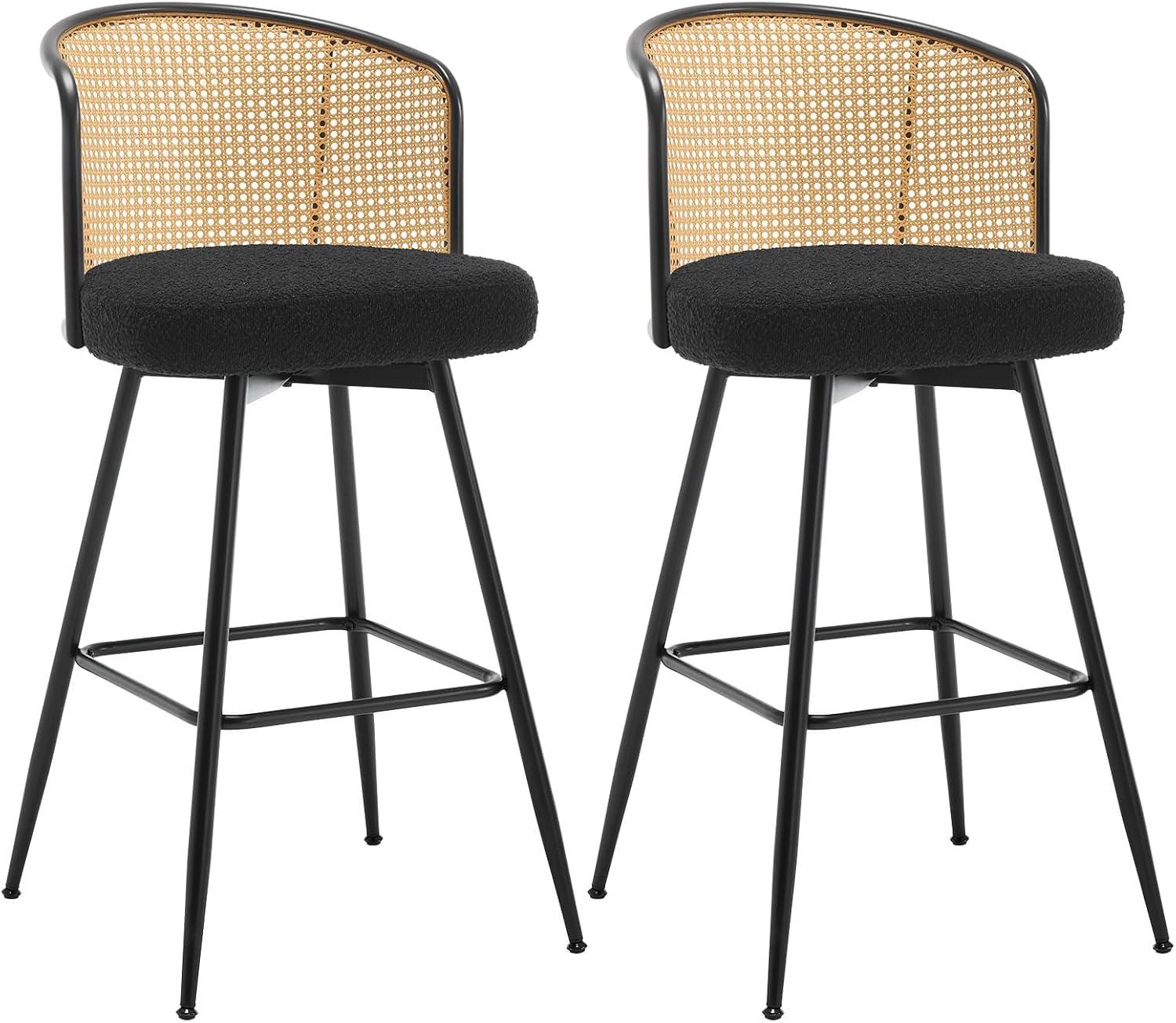 Bay Isle Home™ Cane Back Swivel Upholstered Counter & Bar Stool (Set of 2)