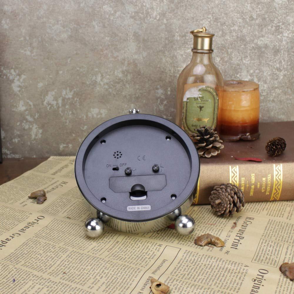 Vintage Table Clock, Iron European Style Desk Clock Battery Operated Non-Ticking Mantle Clock for Home Decor