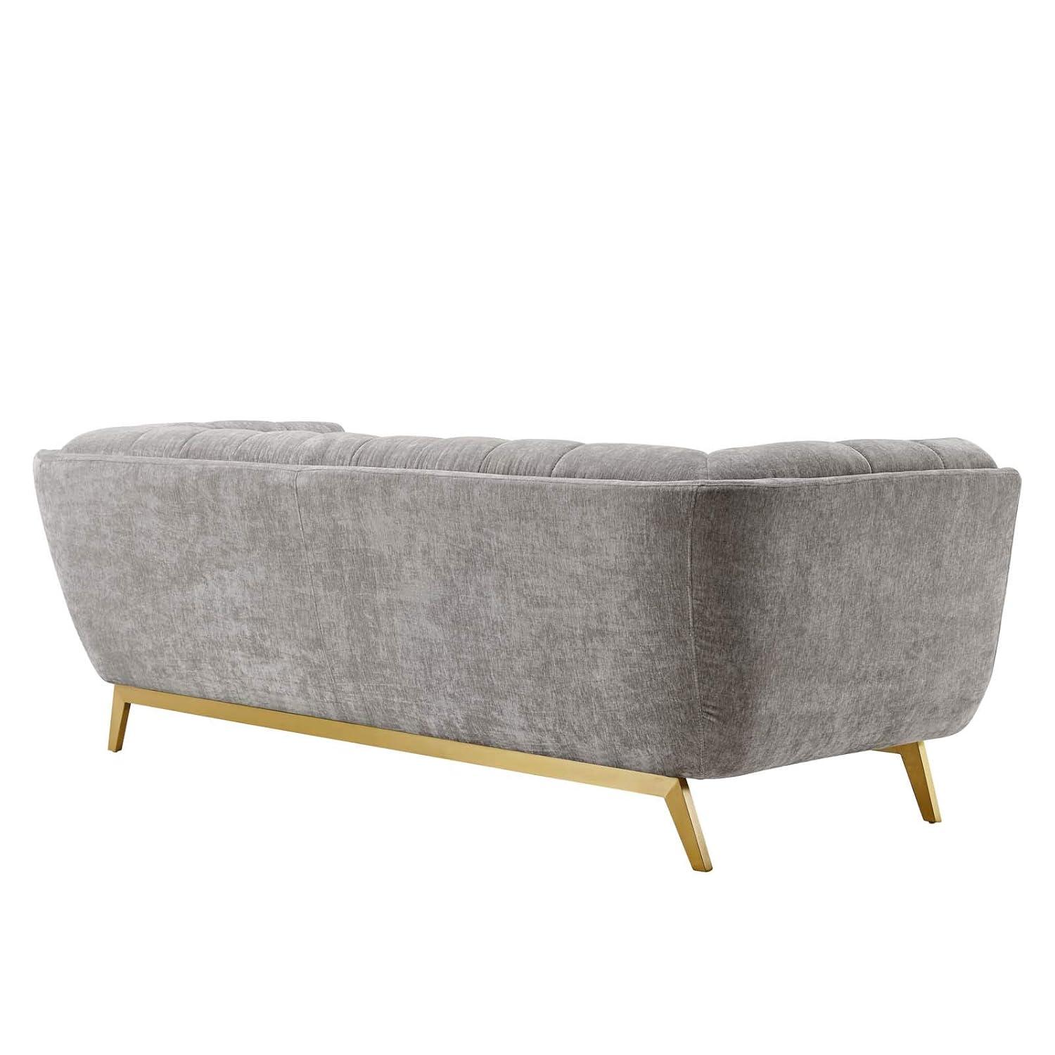 Modway Bestow Crushed Performance Velvet Sofa in Light Gray
