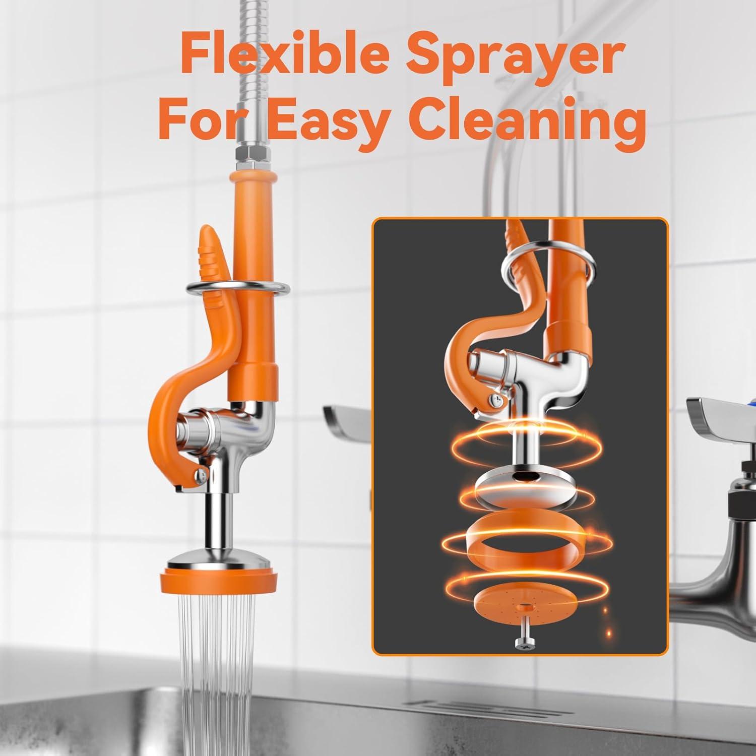 iVIGA Commercial Kitchen Faucet with Pre-Rinse Sprayer 36 Inch 2314300C-36-WF