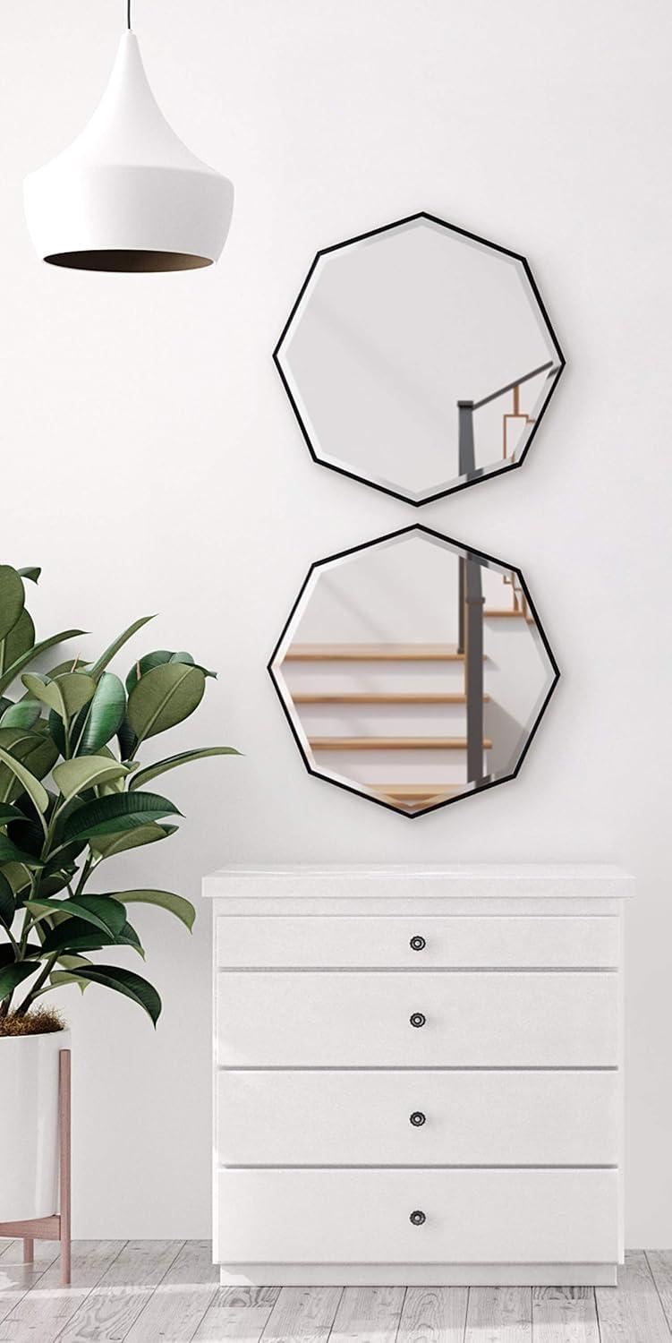 Kate & Laurel All Things Decor 18" x 18" Rhodes Hexagon Wall Mirror Black: Modern Octagon, No Assembly, Wall Mount