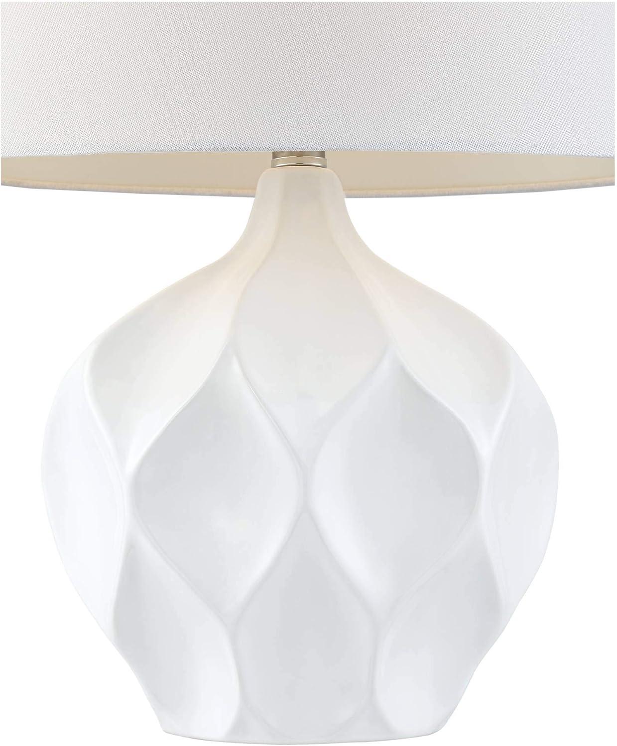 White Ceramic Geometric Mid Century Modern Table Lamp