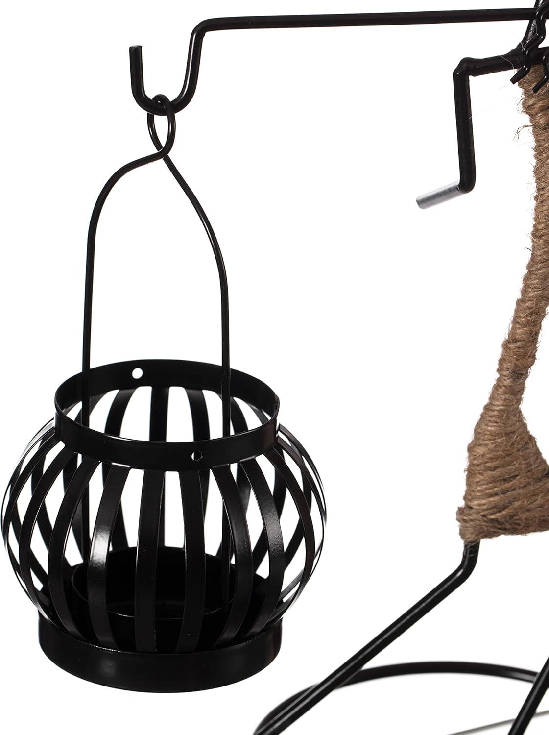 Fabulaxe Wire Figure Candle Holder Decorative Modern Tea Light Lantern Tabletop Centerpiece Candle Stand, Back Carry