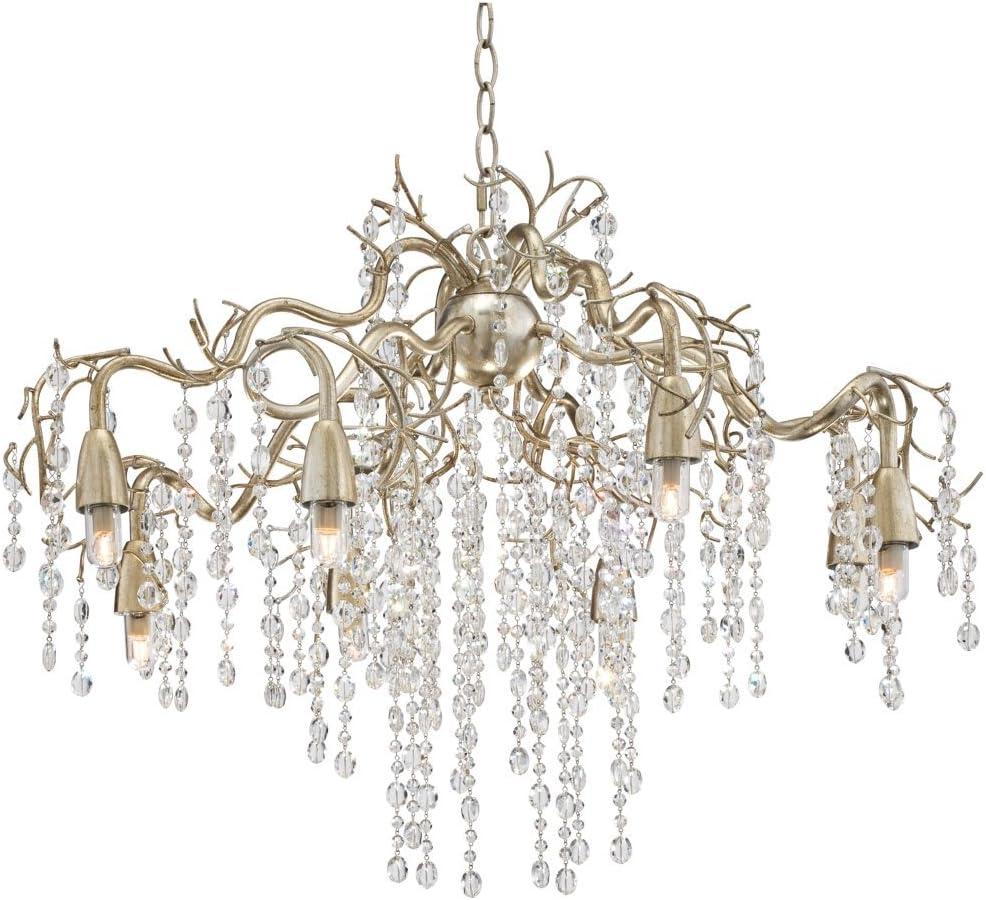 Champagne Silver Branches Chandelier with Clear Crystal Strands