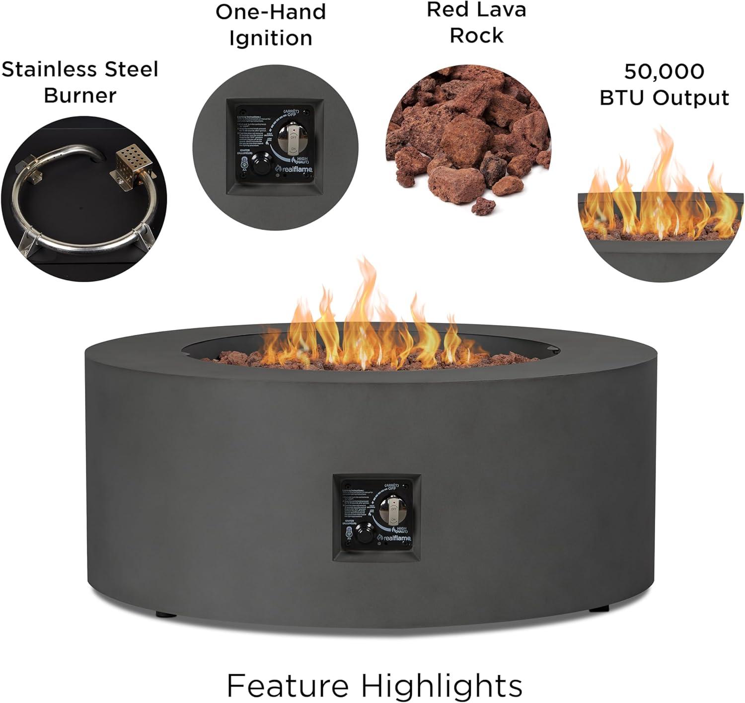 Aegean 36" Round Steel Propane or Natural Gas Fire Pit Table by Real Flame