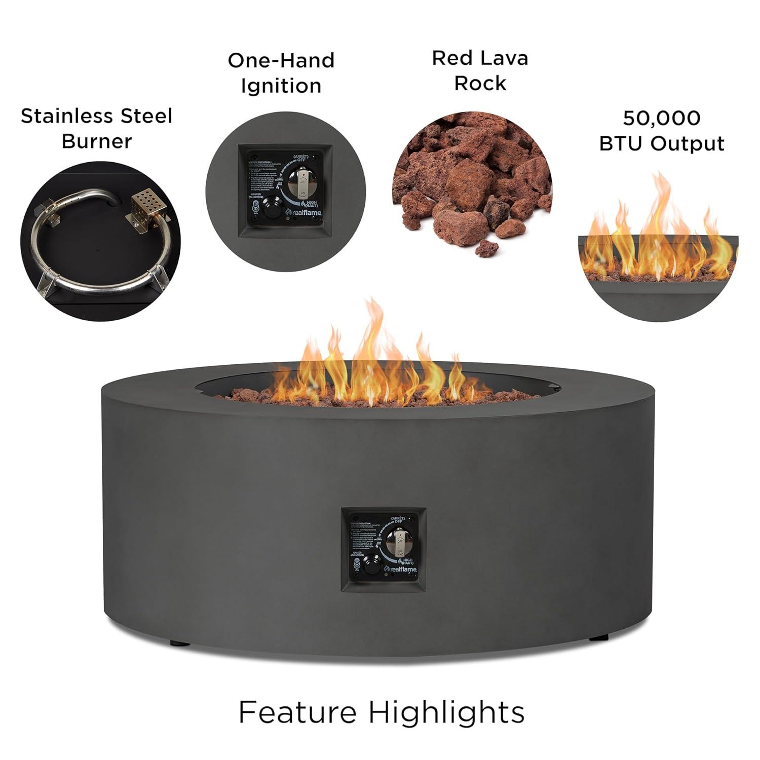 Aegean 36" Round Steel Propane or Natural Gas Fire Pit Table by Real Flame