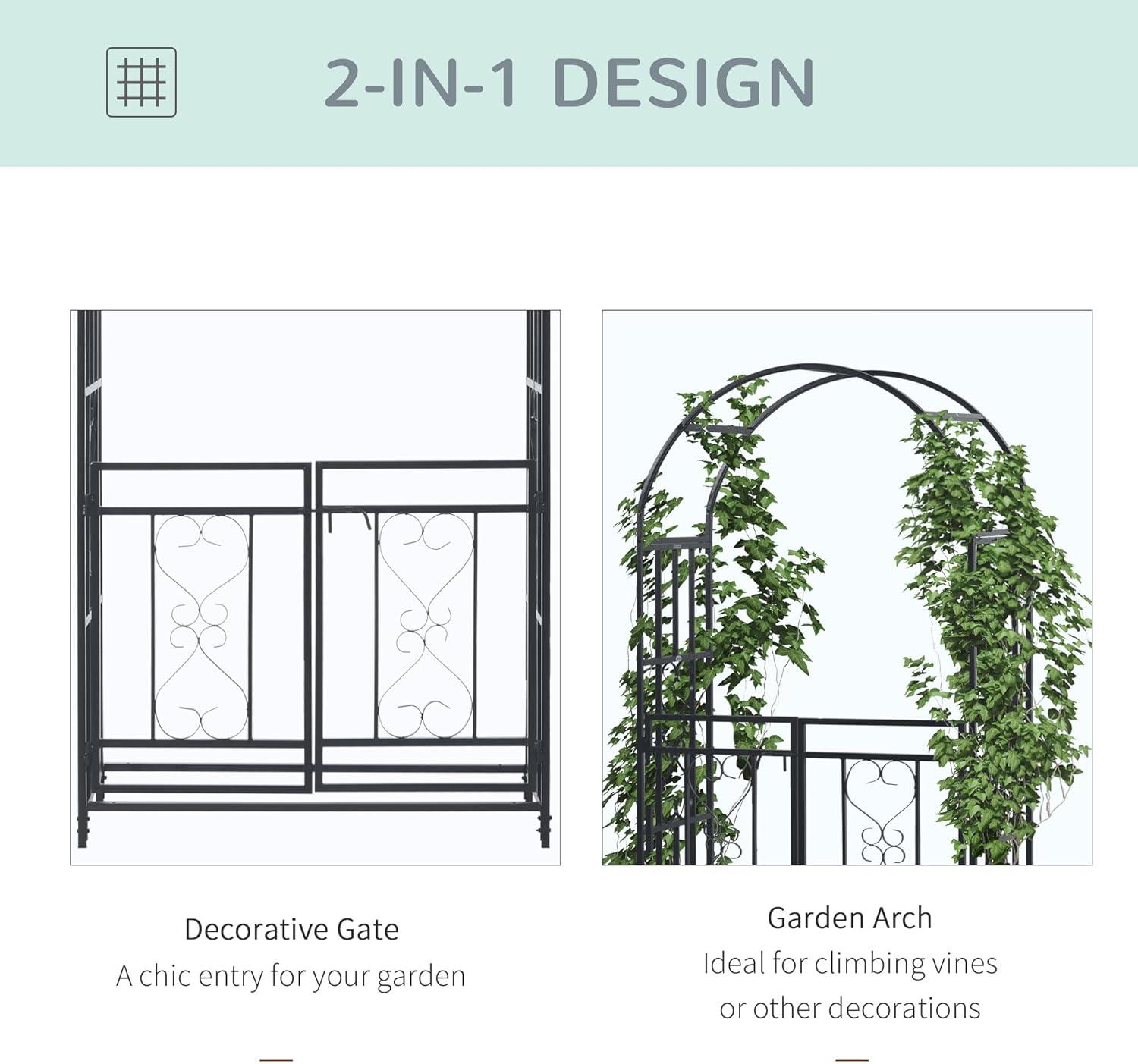 45'' W x 19.75'' D Steel Arbor with Gate in Gray