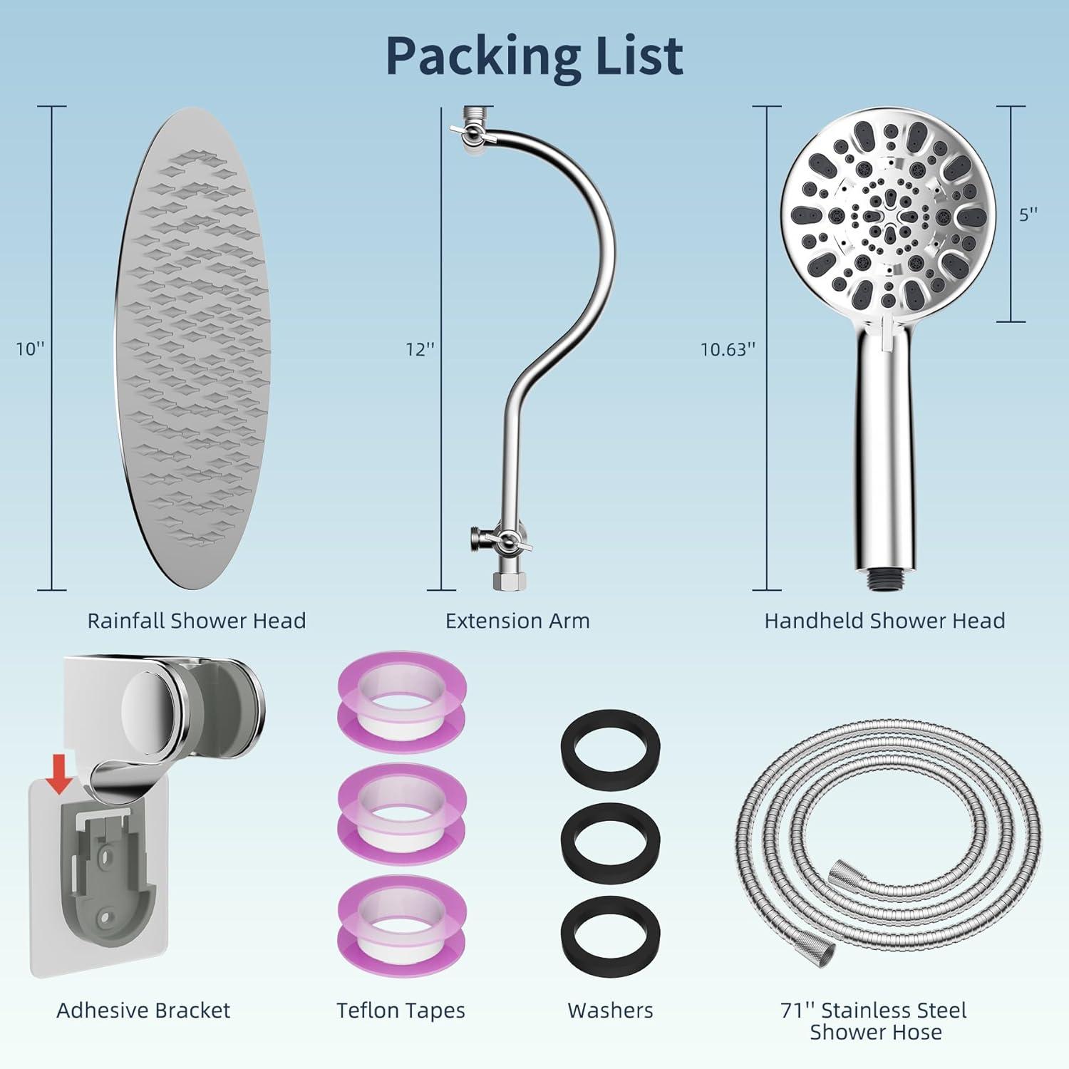 High Pressure Rainfall Shower Head with Handheld Spray Combo