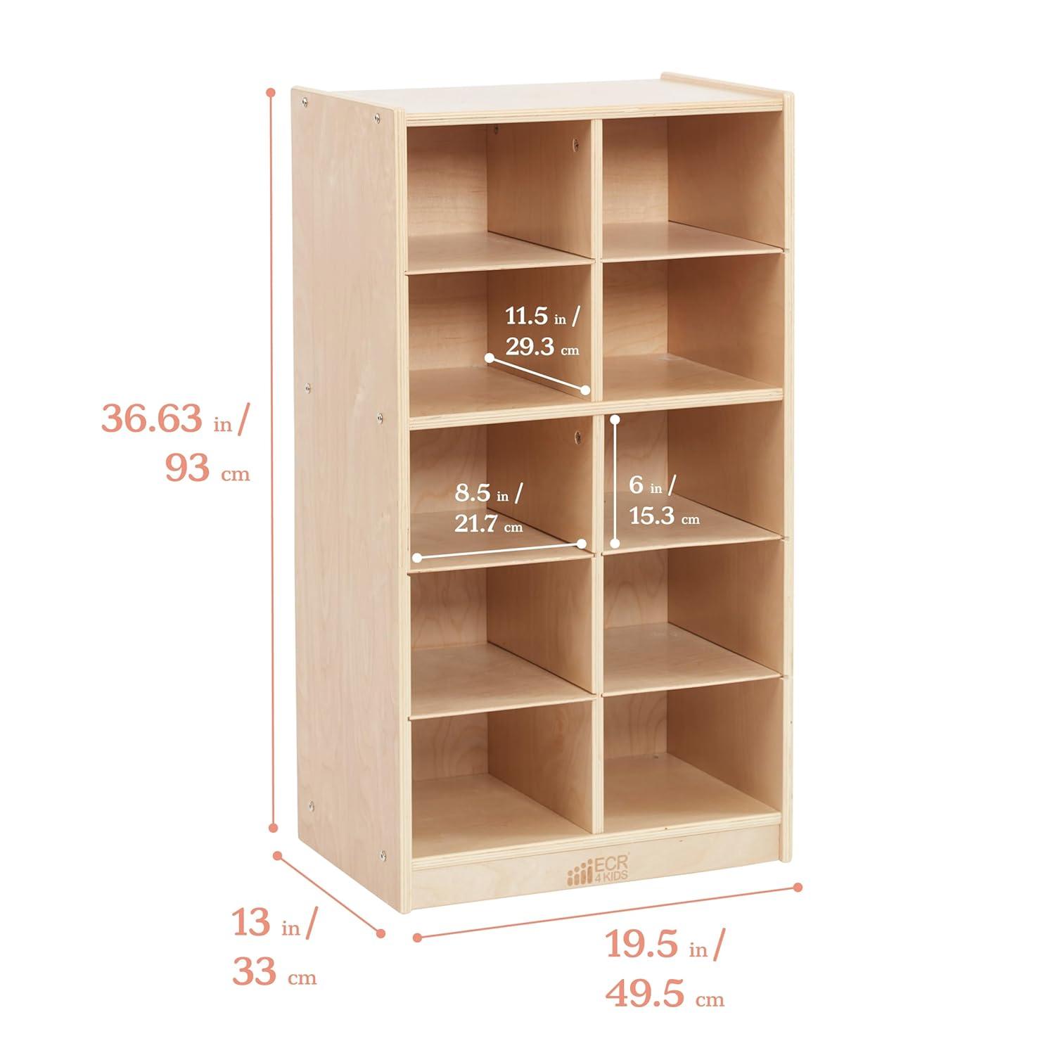 ECR4Kids ECR4Kids Streamline 10 Cubby Tray Cabinet 5x2, Classroom Furniture