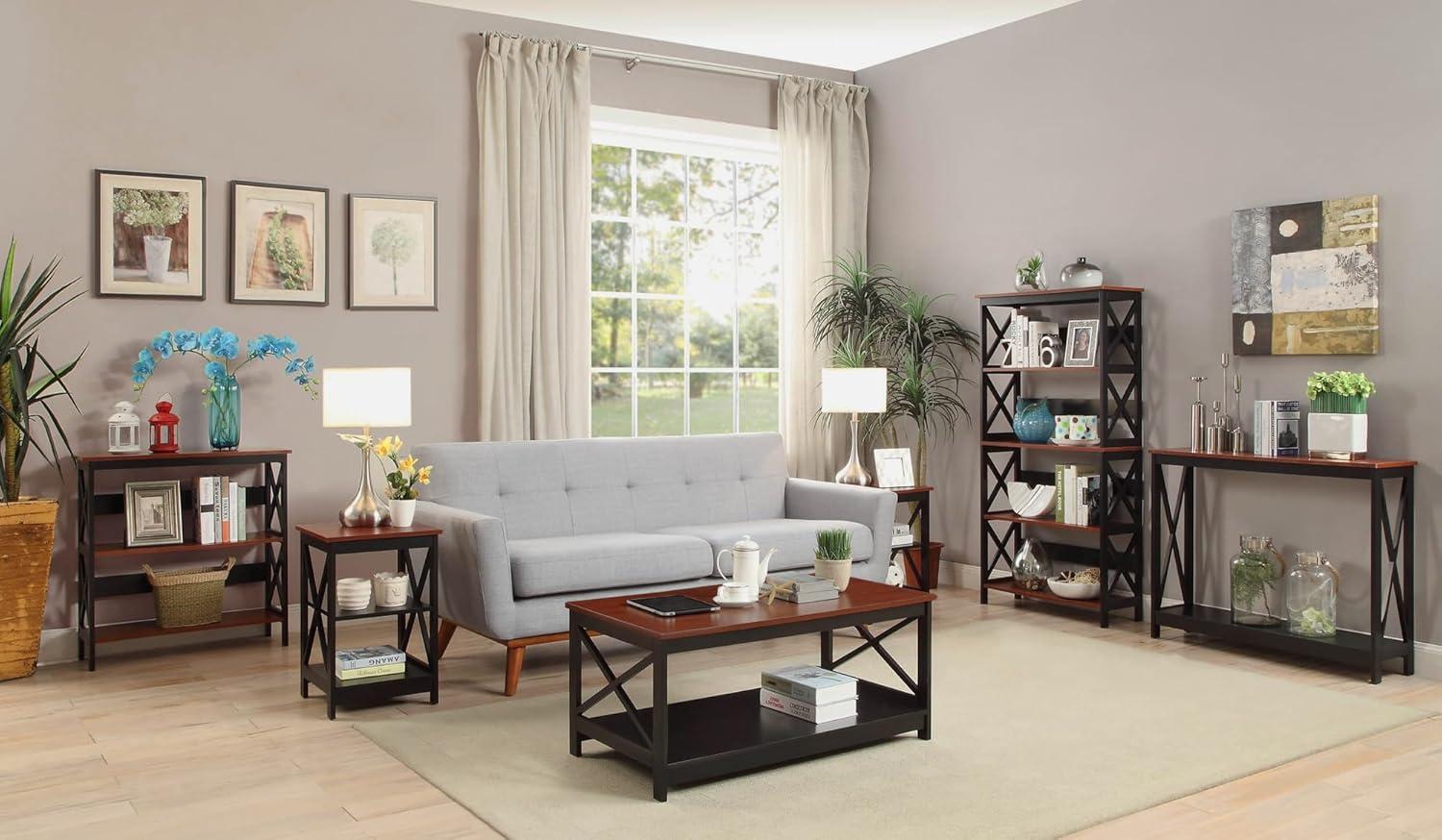Convenience Concepts Oxford End Table with Shelves, Cherry/Black