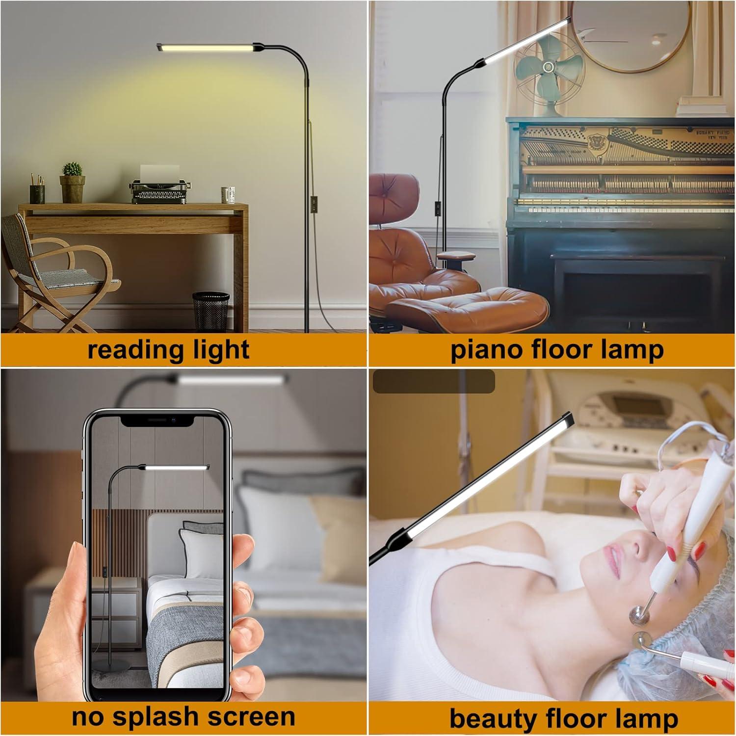 LED Floor Lamp for Reading Floor Lamp for Home Office Lash Light Tattoo Light Standing Lamp for Bedroom Task Craft Sewing Nail Lights