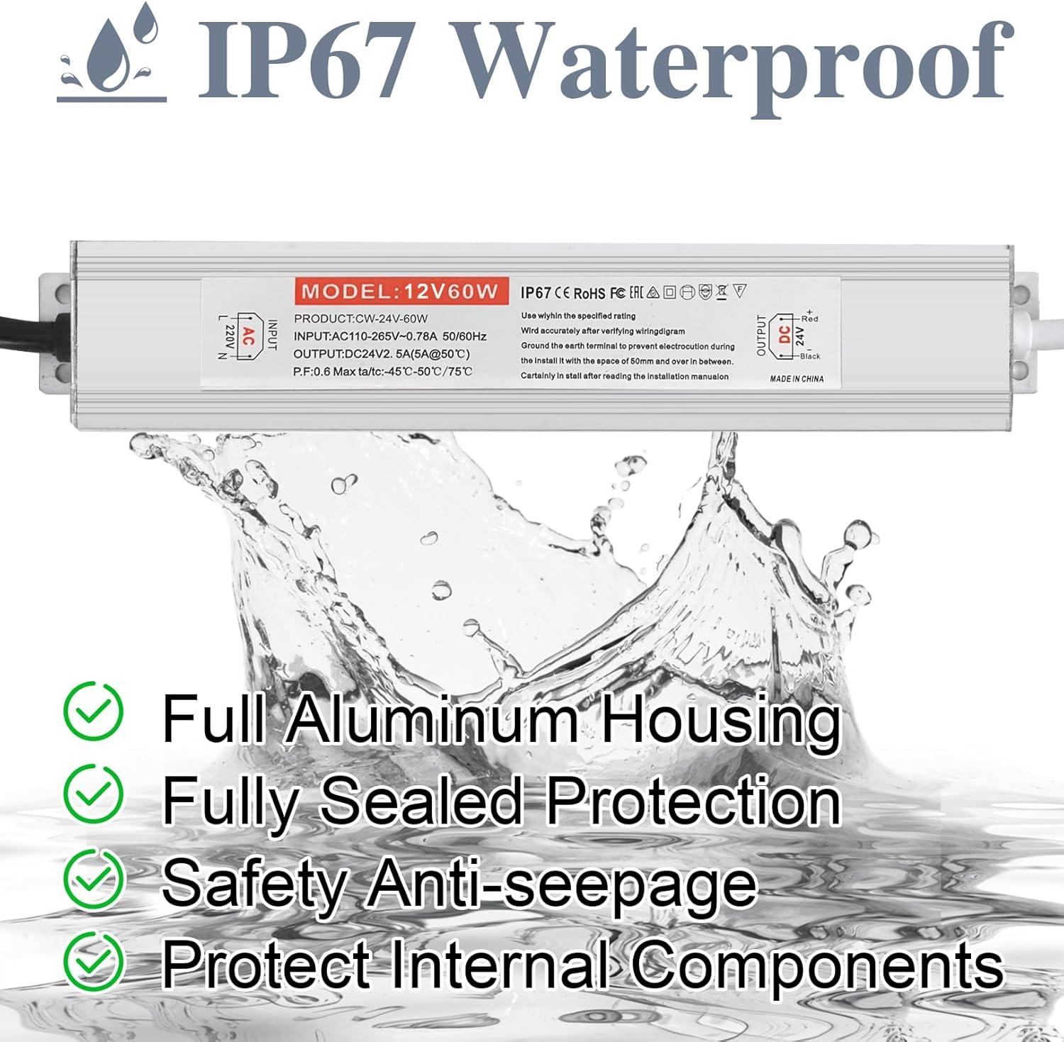 QNNP® LED Driver 150 Watts 12V DC Low Voltage Transformer Waterproof IP67 Power Supply Transformer Adapter AC 100V-120V to 12V DC, LED Power Supply for Indoor Outdoor LED Lighting