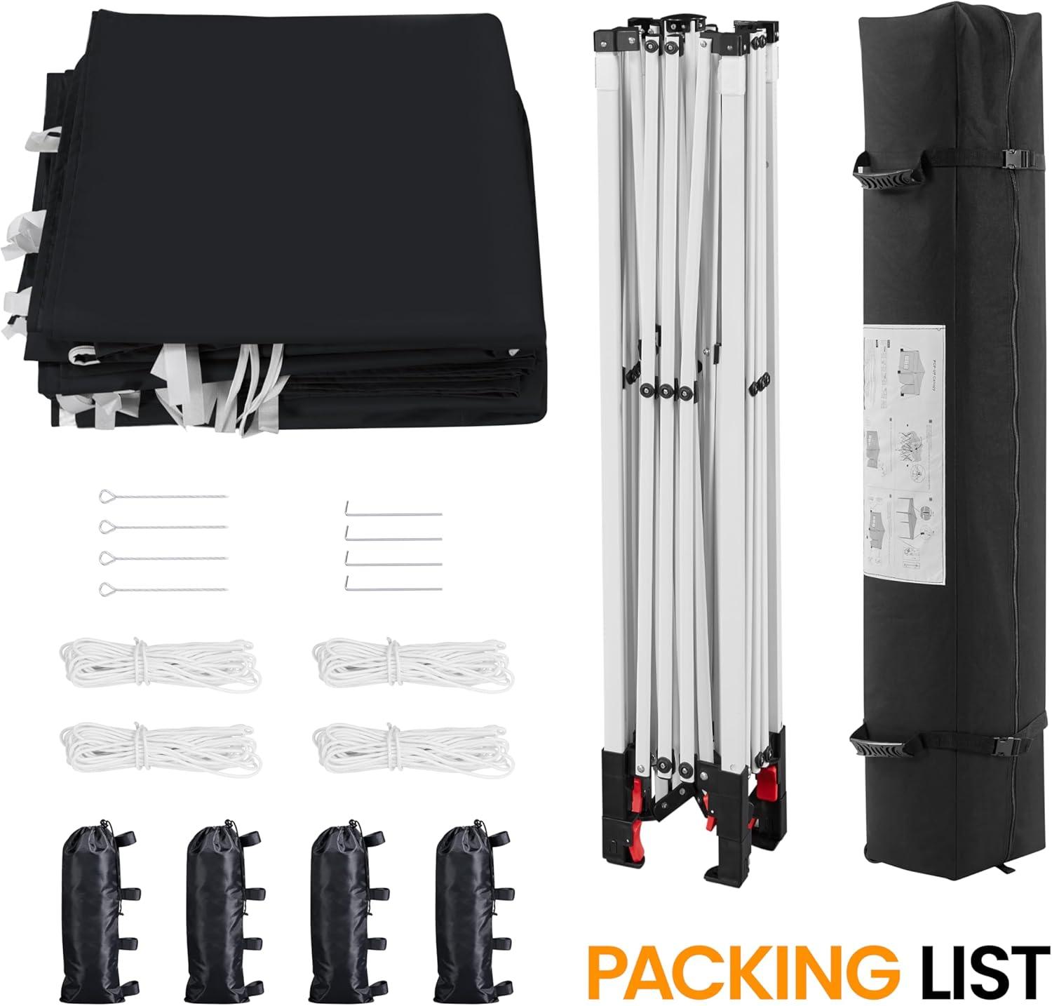 Yaheetech 8x8 Pop Up Canopy with 4 Removable Sidewalls, Portable Enclosed Instant Tent, Waterproof Outdoor Tent, Beach Sun Shelter with 4 Sandbags, 8 Stakes & 4 Ropes, Black