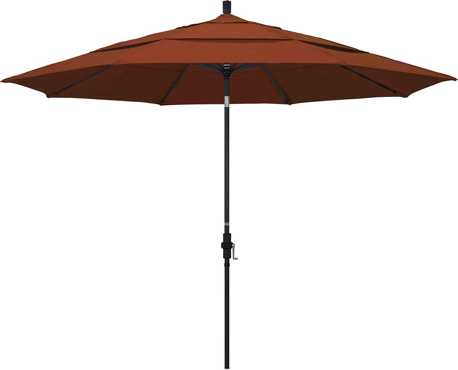 11 ft. Terracotta Aluminum Market Patio Umbrella with Crank Lift