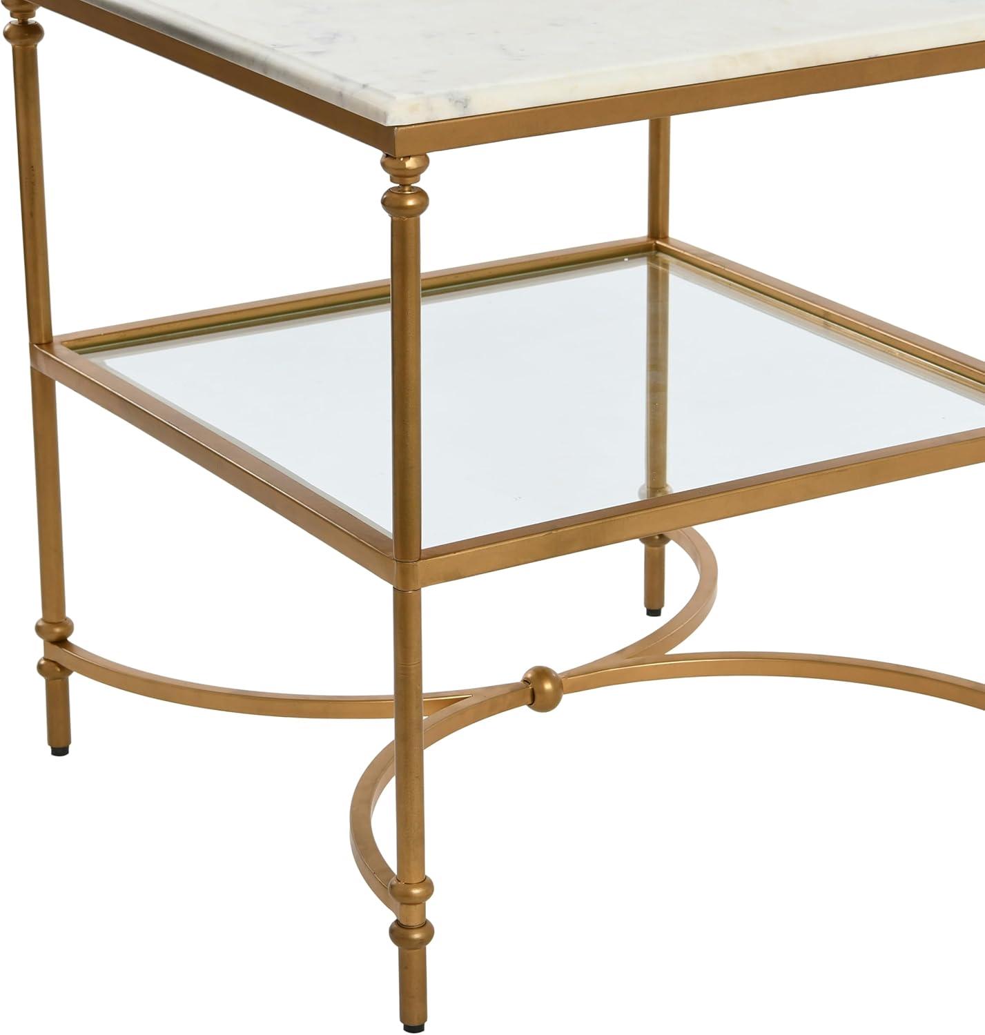 Creative Co-Op Libertine Genuine Marble and Metal Coffee Table, Gold Finish