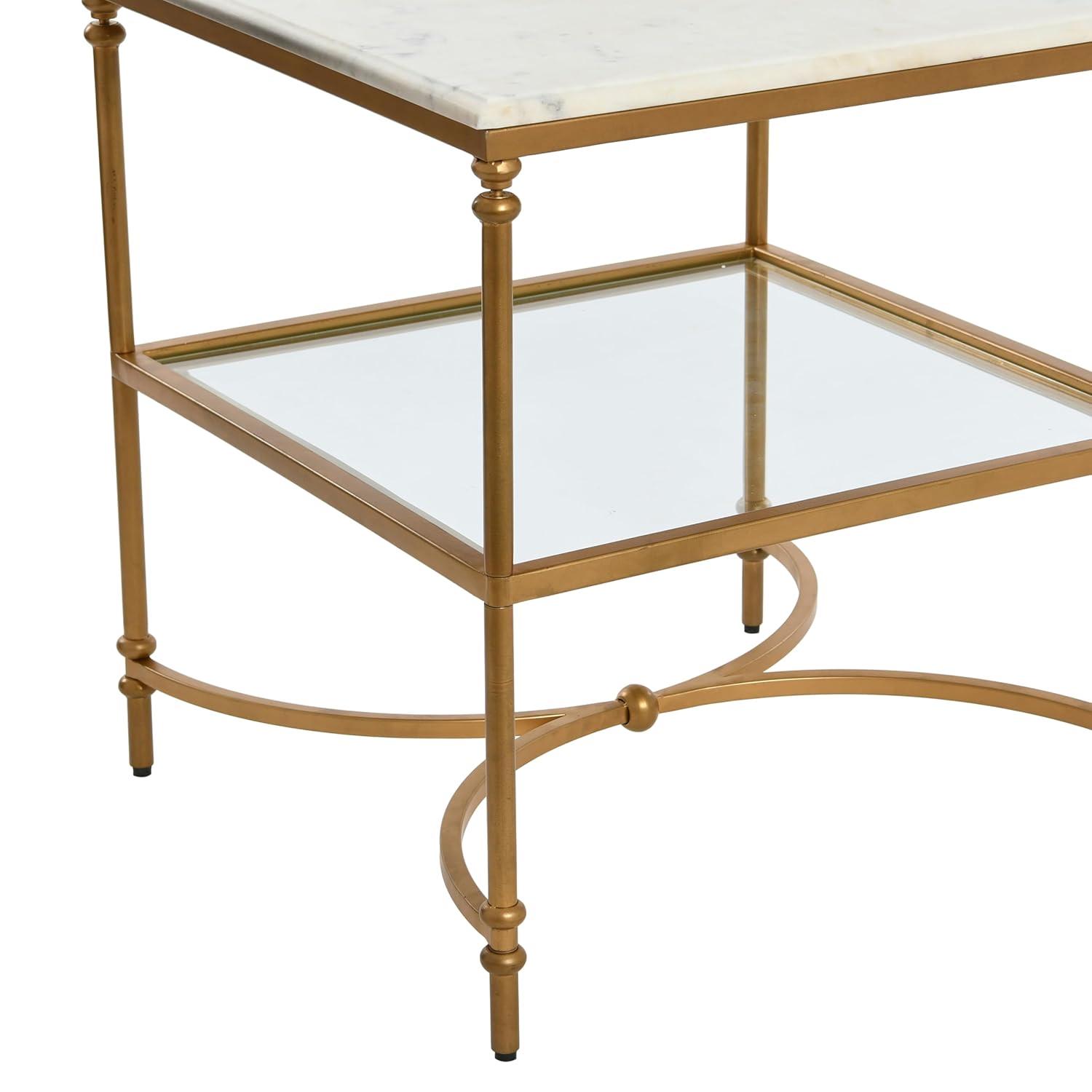Creative Co-Op Libertine Genuine Marble and Metal Coffee Table, Gold Finish