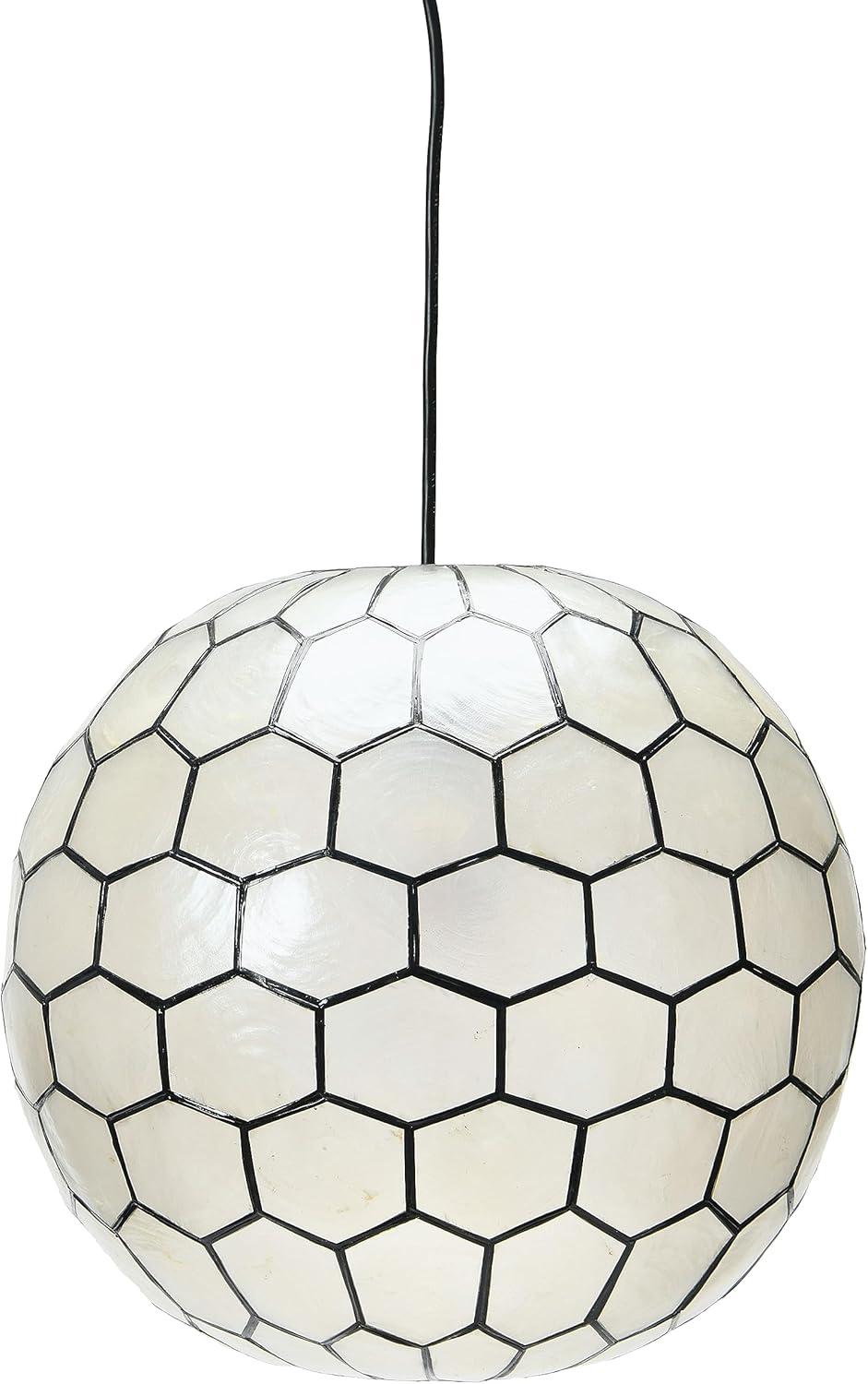 Storied Home Capiz Honeycomb Globe Pendant Light Capiz White Seashells