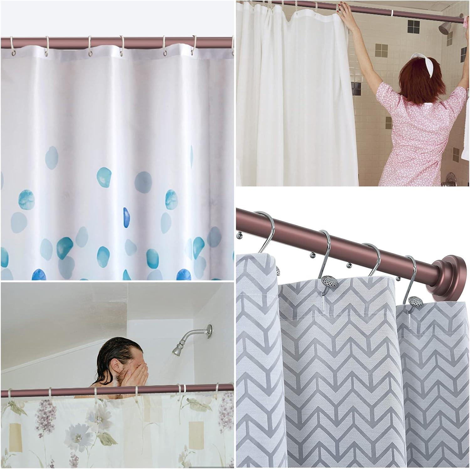 Brown Adjustable Stainless Steel Tension Shower Curtain Rod