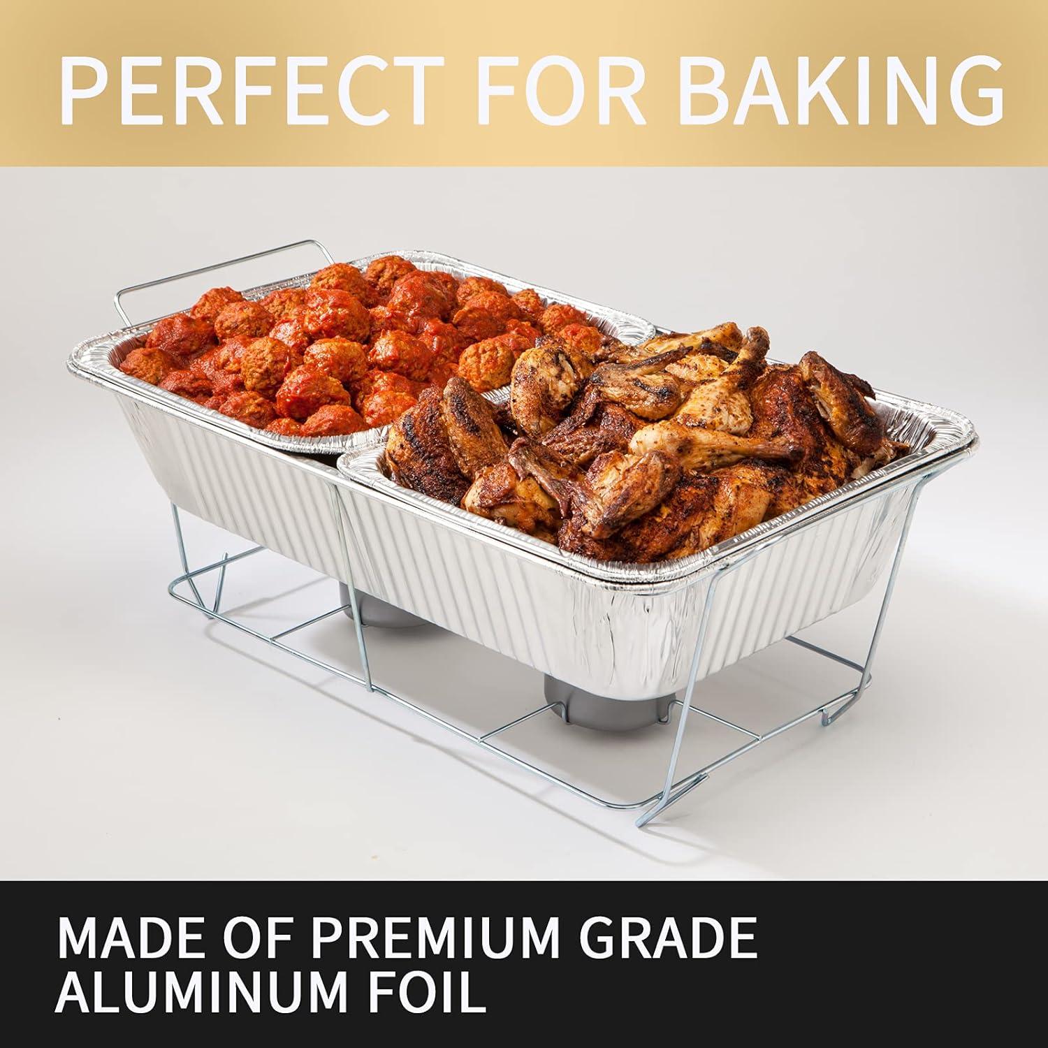 9x13 Aluminum Foil Pans (10 Pack), Disposable Half Size Deep Foil Pans, Cookware, Food Prepping, Large Pans for Baking, Reheating, Grilling