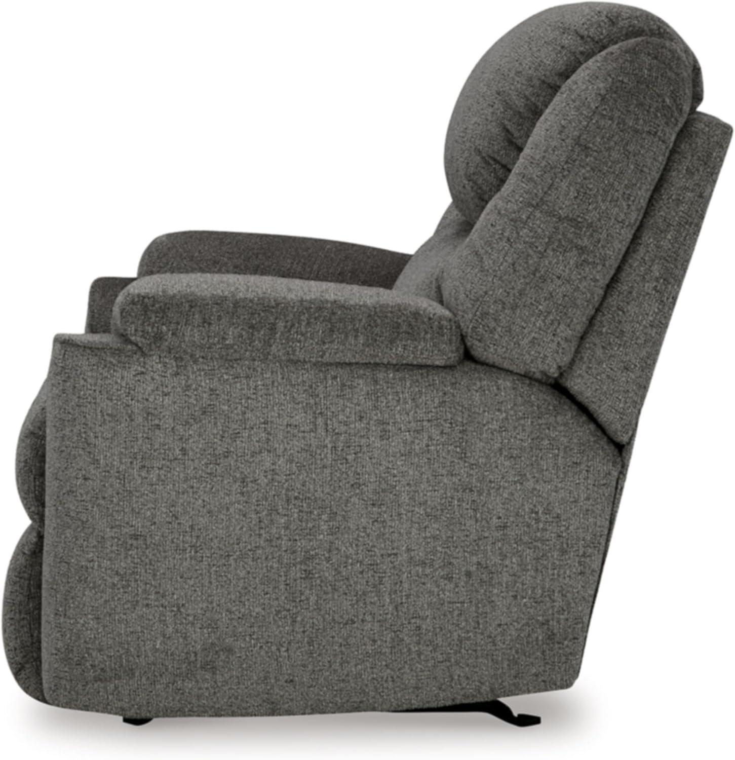 Gray Contemporary Metal Frame Recliner with Pillow Top Arms