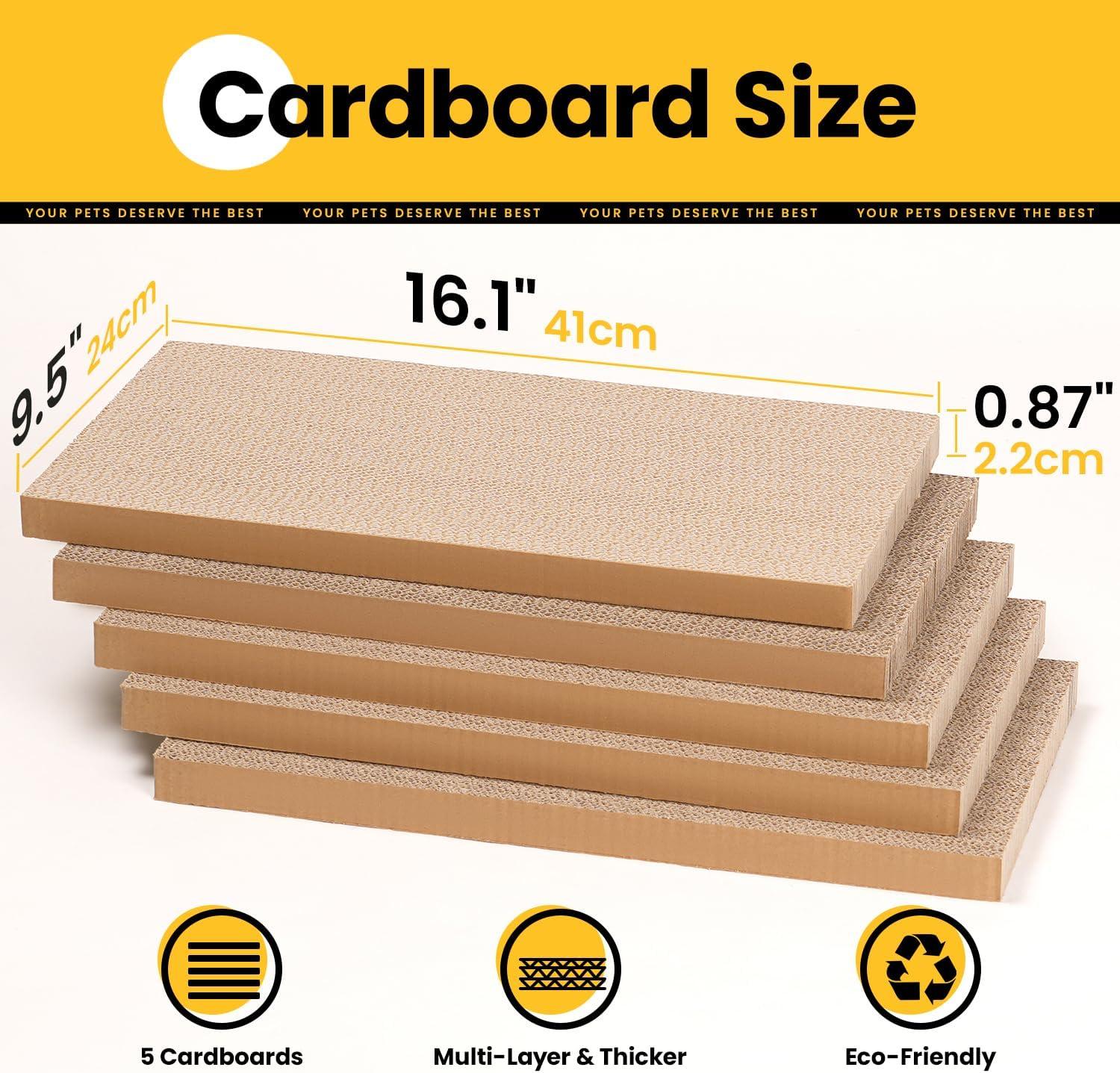Conlun Cat Scratcher Cardboards with Box, 5-Pack Replacement Reversible Cat Scratcher Pad, Large