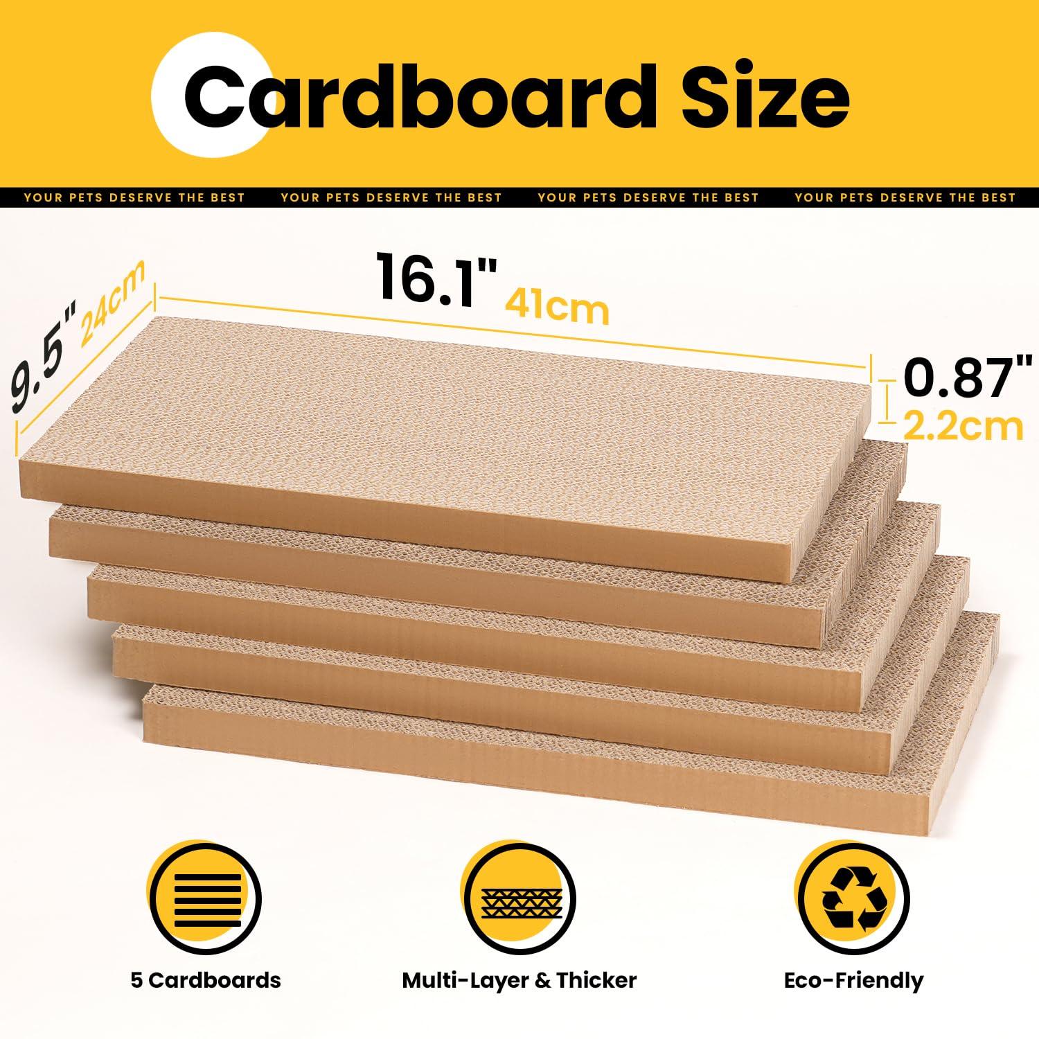 Conlun Cat Scratcher Cardboards with Box, 5-Pack Replacement Reversible Cat Scratcher Pad, Large