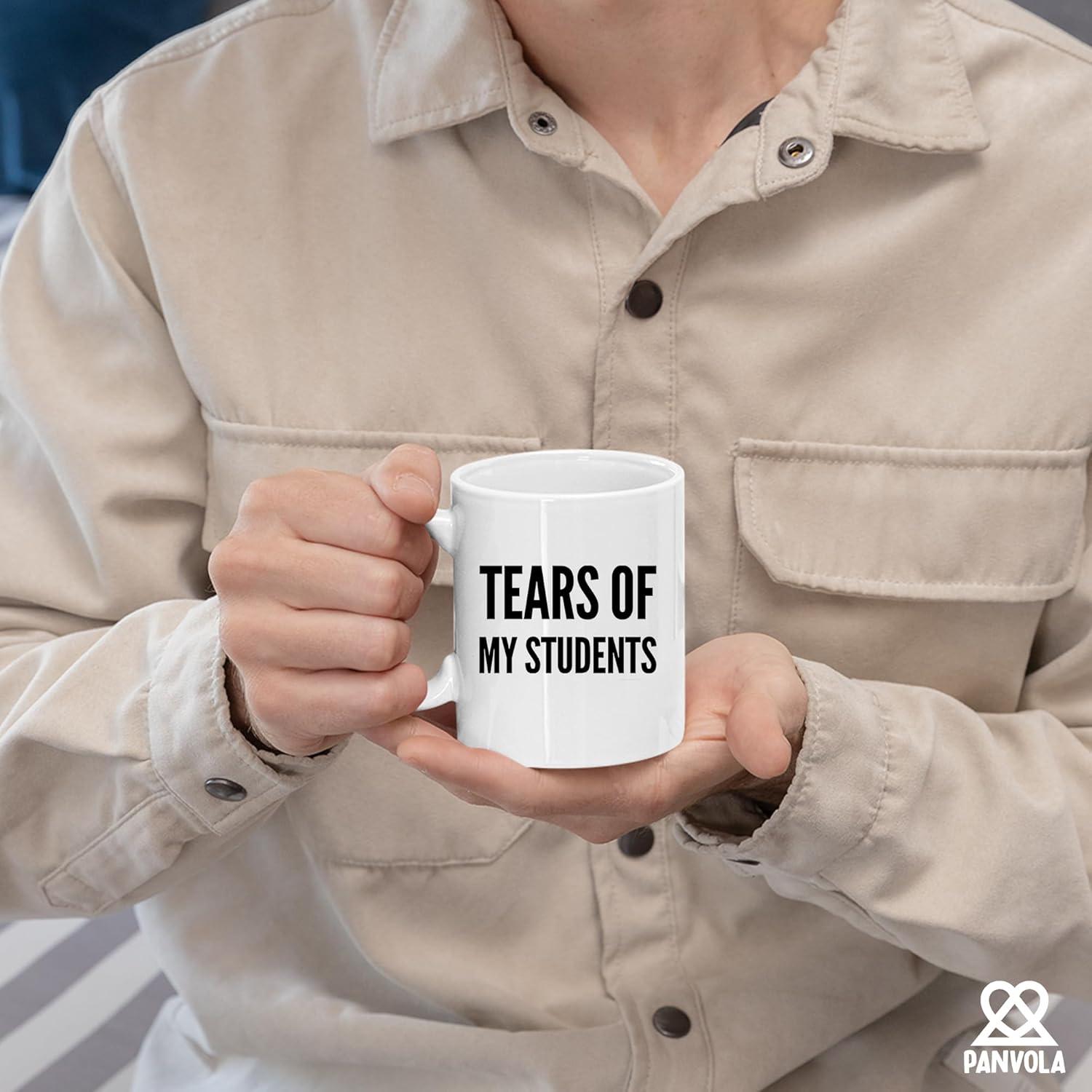 TraQunn Gifts for Teacher Tears of My Students Mug Funny College Professor Graduation Appreciation from Student Christmas White Elephant Gifts for Teacher 11 Oz Black Handle