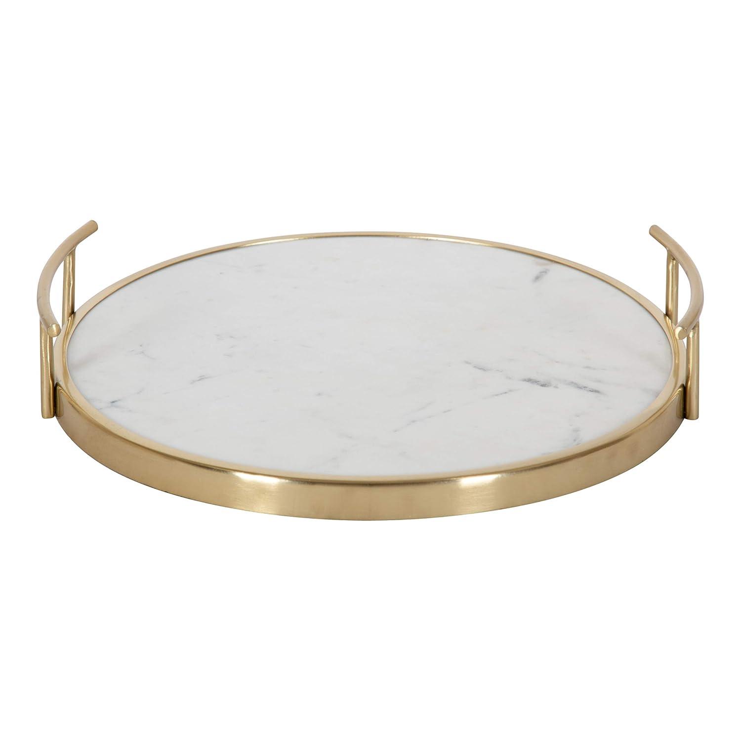Kate and Laurel Marbury Tray, 14" Diameter, Gold