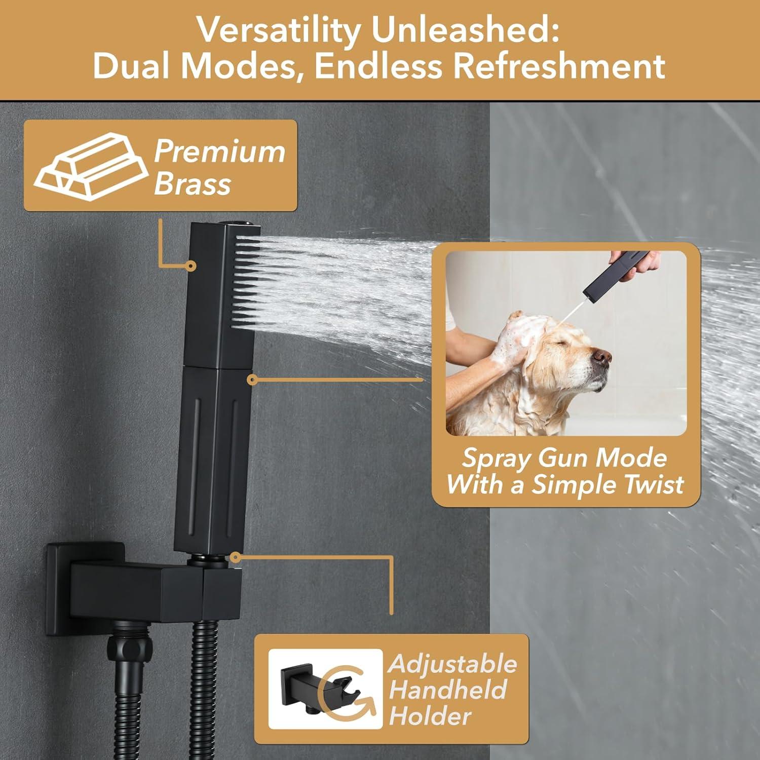 VANFOXLE Dual Function All-In-One Kit with Rough in-Valve 10 inches A2 MB