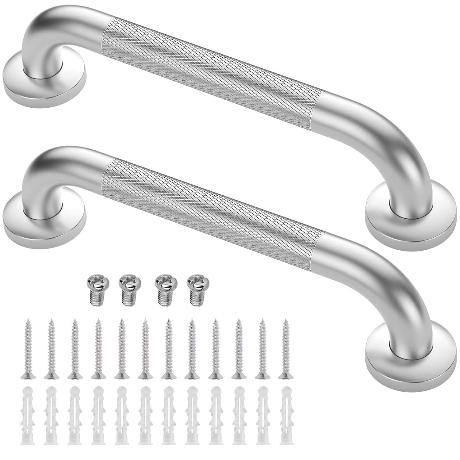 Hodvit 16" Stainless Steel Grab Bars, 2 Pack, Anti Slip Shower Handles for Elderly and Handicap Bathroom Safety, Bathtub Assist