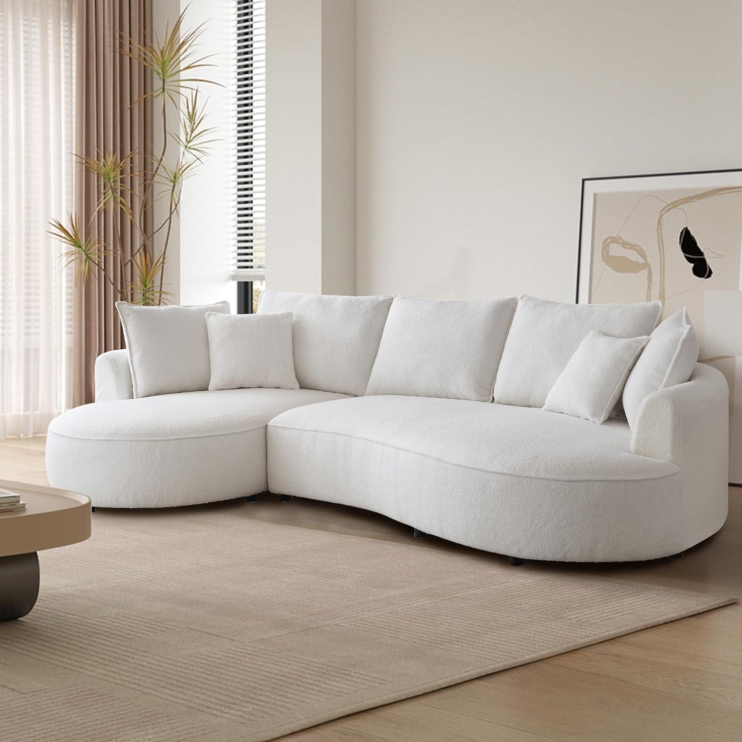 Excellent Future 122.8" Curved Sofa Modern Curved Couch Living Room Modular Sectional Sofa