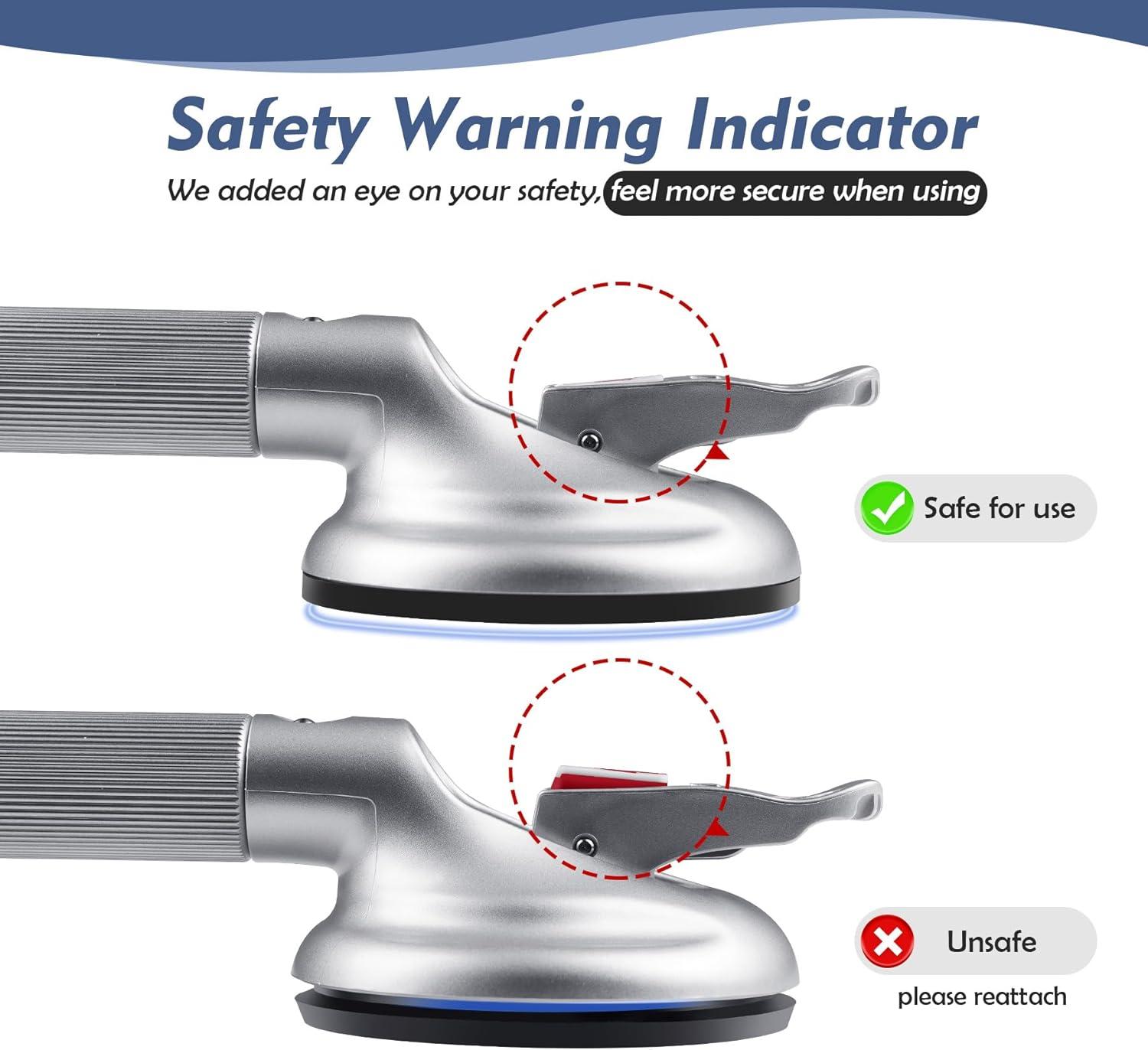 Grab Bars for Bathtubs and Showers, 18.5-inch Upgraded Safety Suction Grab Bar for Shower, Tools-Free Installation for Bathroom Wall, Shower Handles for Elderly with Enlarged Suction Cup - Silver