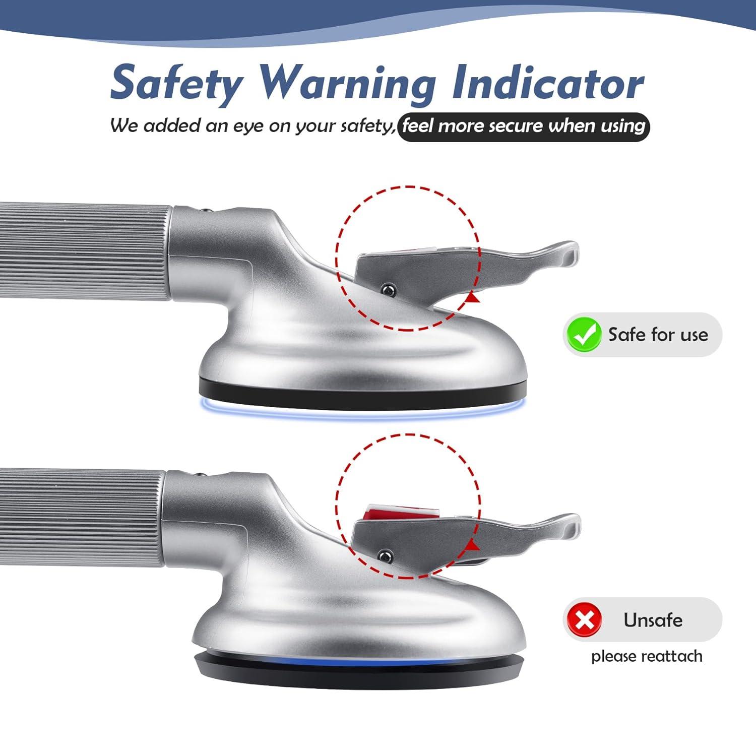 Grab Bars for Bathtubs and Showers, 18.5-inch Upgraded Safety Suction Grab Bar for Shower, Tools-Free Installation for Bathroom Wall, Shower Handles for Elderly with Enlarged Suction Cup - Silver