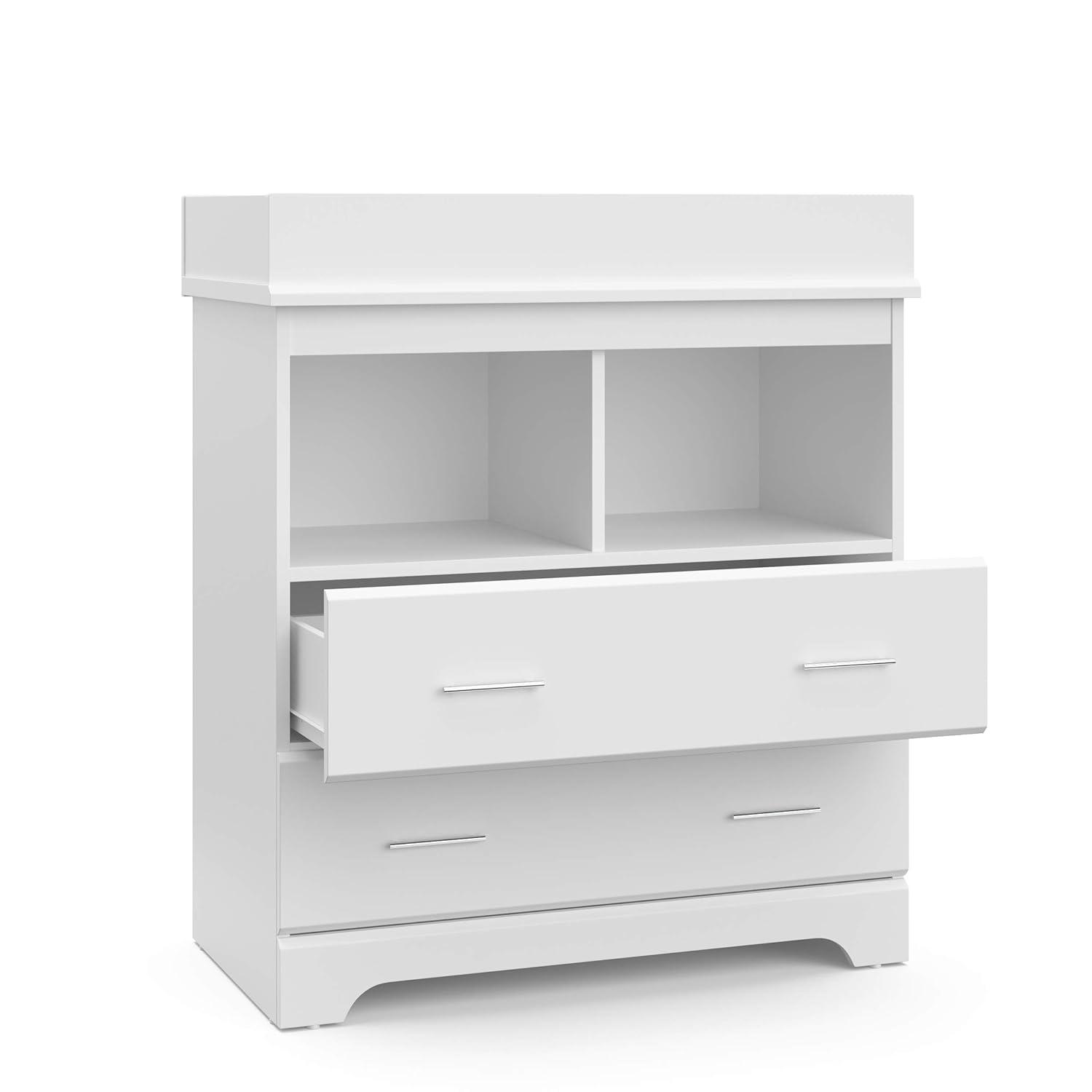 Storkcraft Brookside 2-Drawer Dresser with Changing Topper and Interlocking Drawers