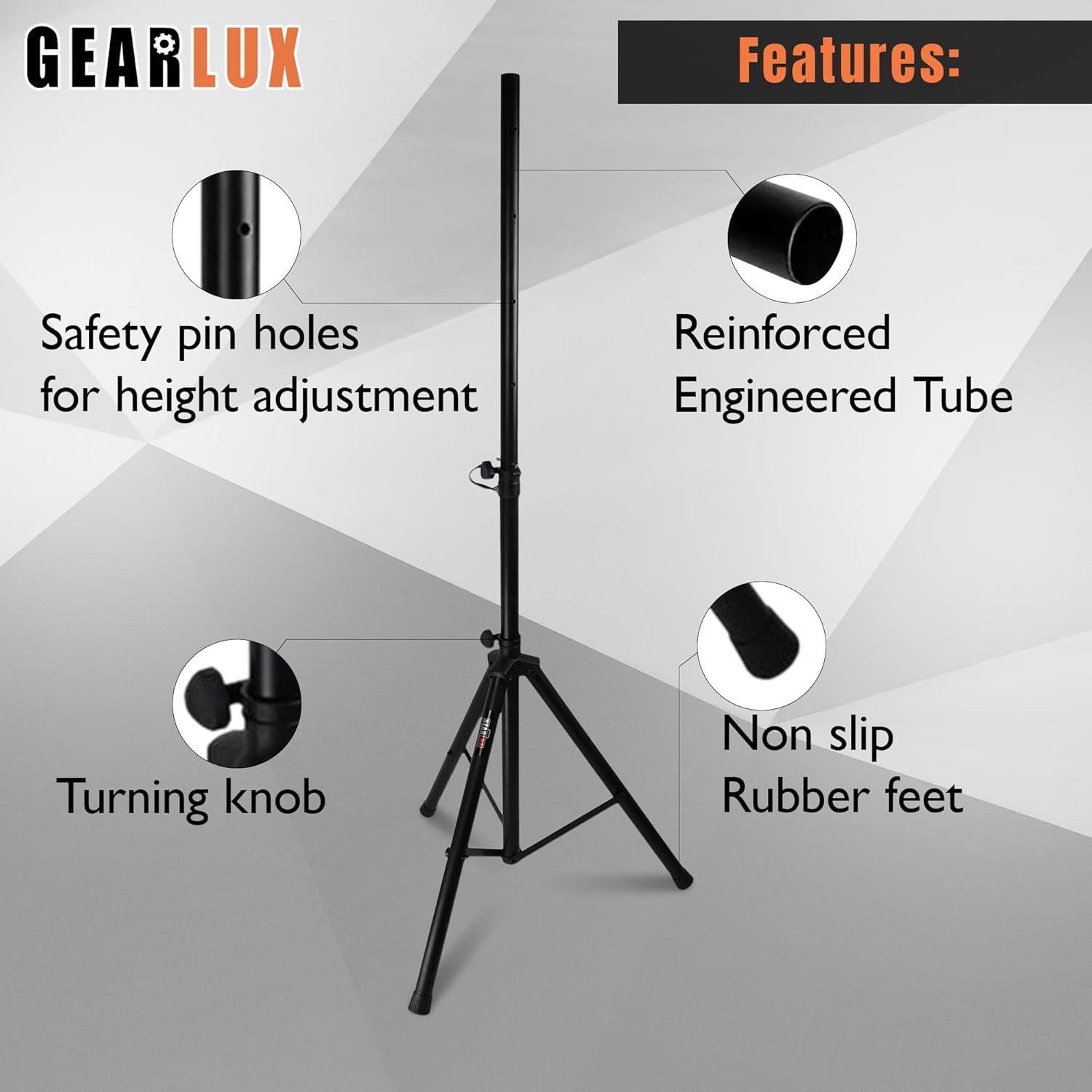 Gearlux Tripod Speaker Stands with Carrying Case and Speaker Cables