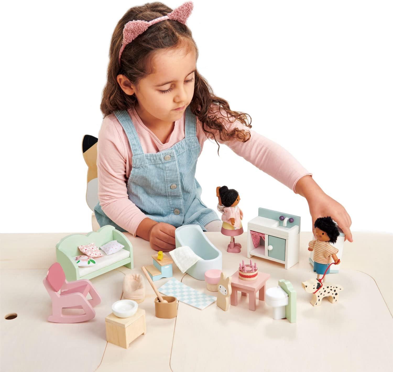 Pastel Wooden Countryside Dollhouse Furniture Set