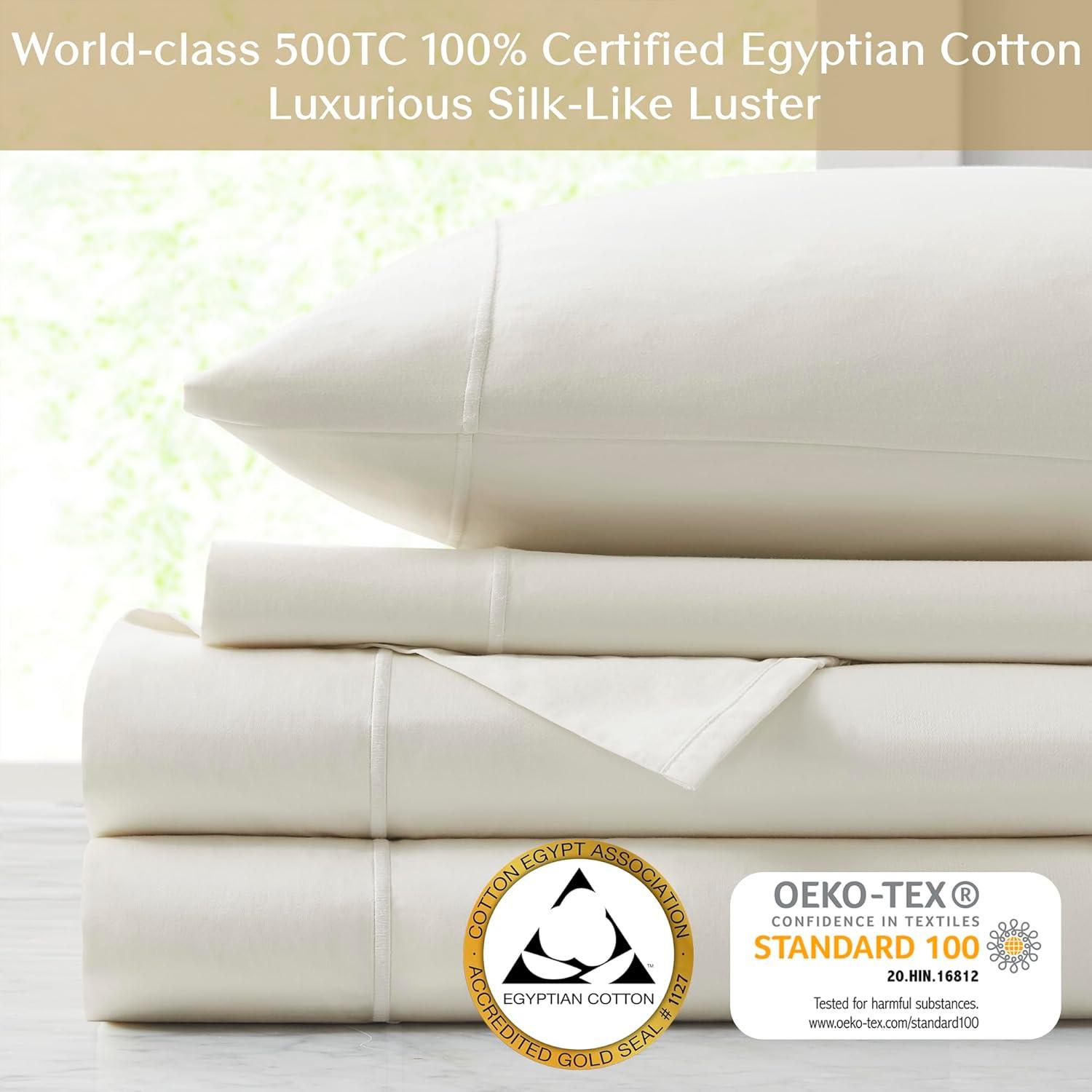 Croscill Luxury Egyptian 500TC Cotton Sheet Set in Ivory Queen