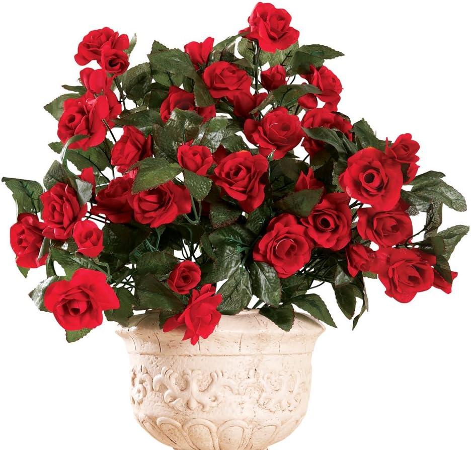 Collections Etc Floral Rose Bushes - Set of 3 Red