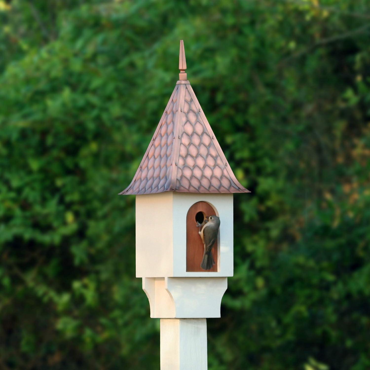 Chateau Bird House with Copper Roof and Mango Wood Base