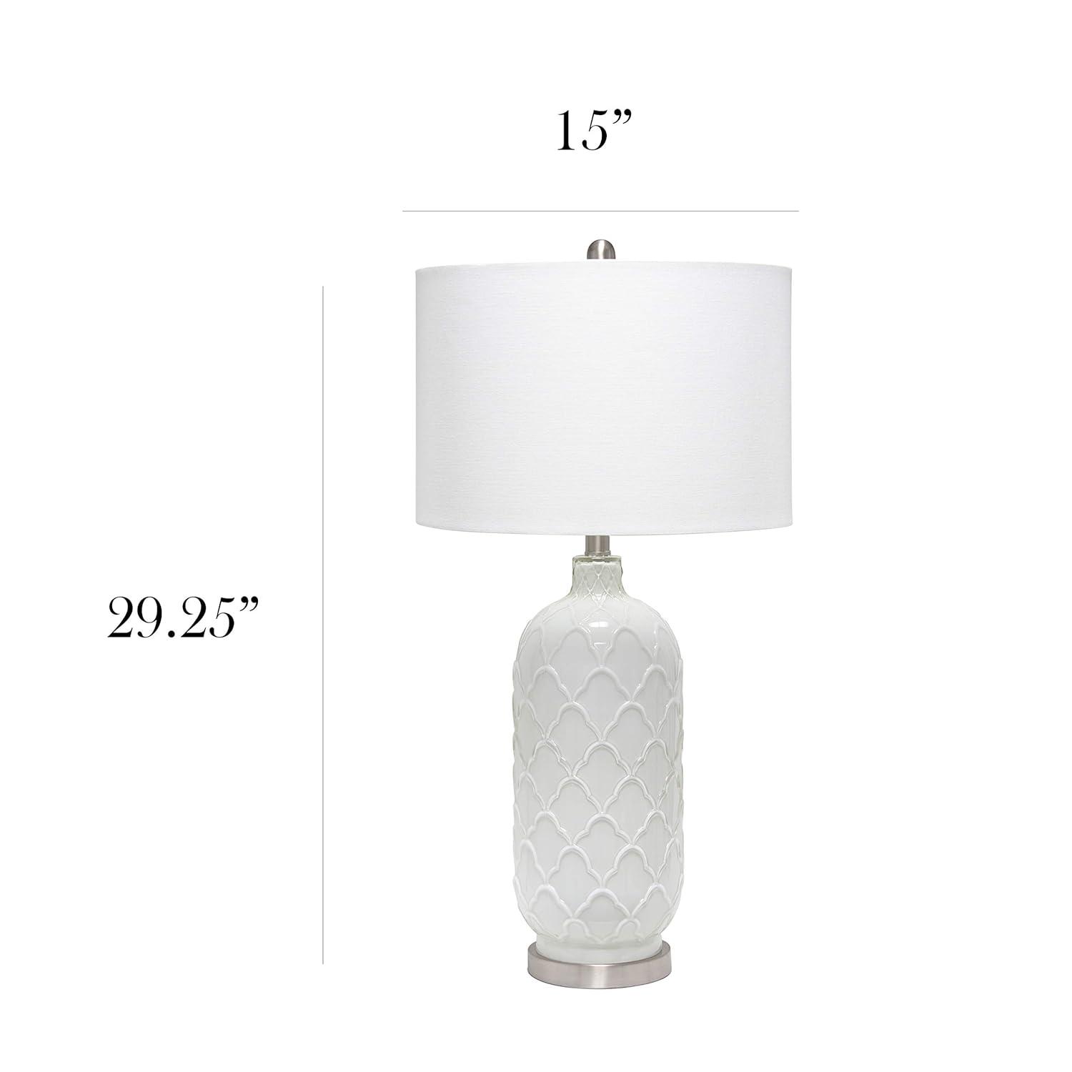 Elegant Designs White and Brushed Nickel Glass Table Lamp