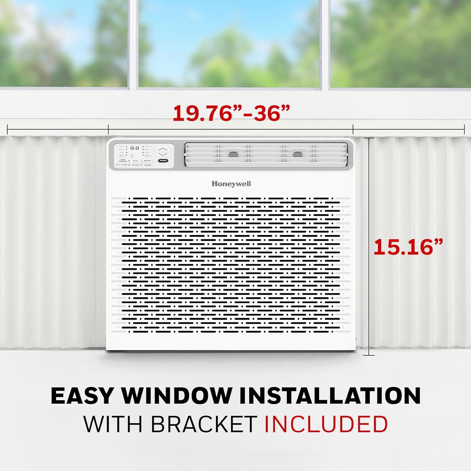 Honeywell 12,000 BTU Digital Window Air Conditioner, Remote, LED Display, 4 Modes, Eco, 550 sq ft Coverage